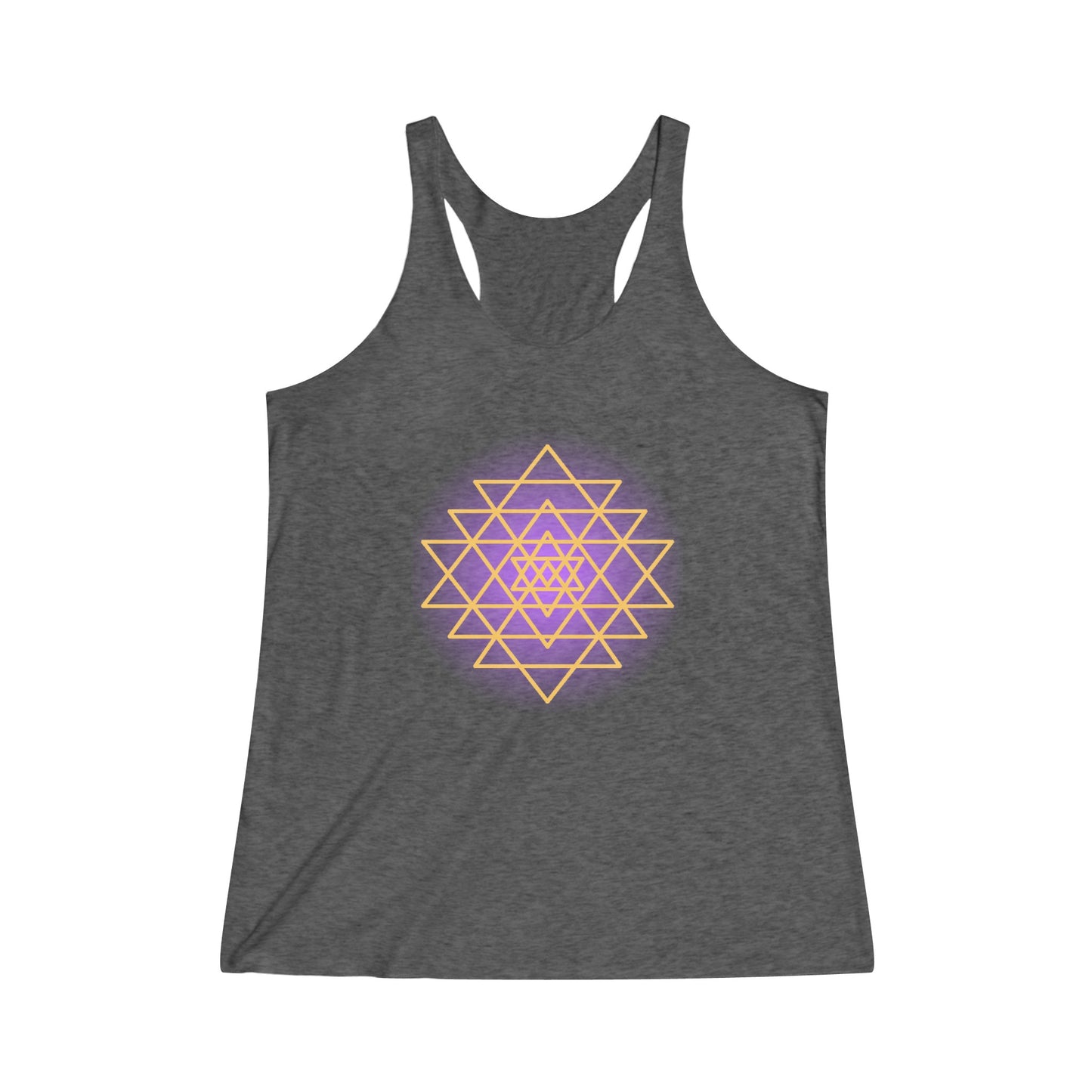 Sri Yantra, Purple Glow -Sacred Geometry - Shree Yantra, Shri Chakra, Nava Chakra, Yoga Tank Tee, Women's Yoga Athletic Racerback Tank Top Shirt