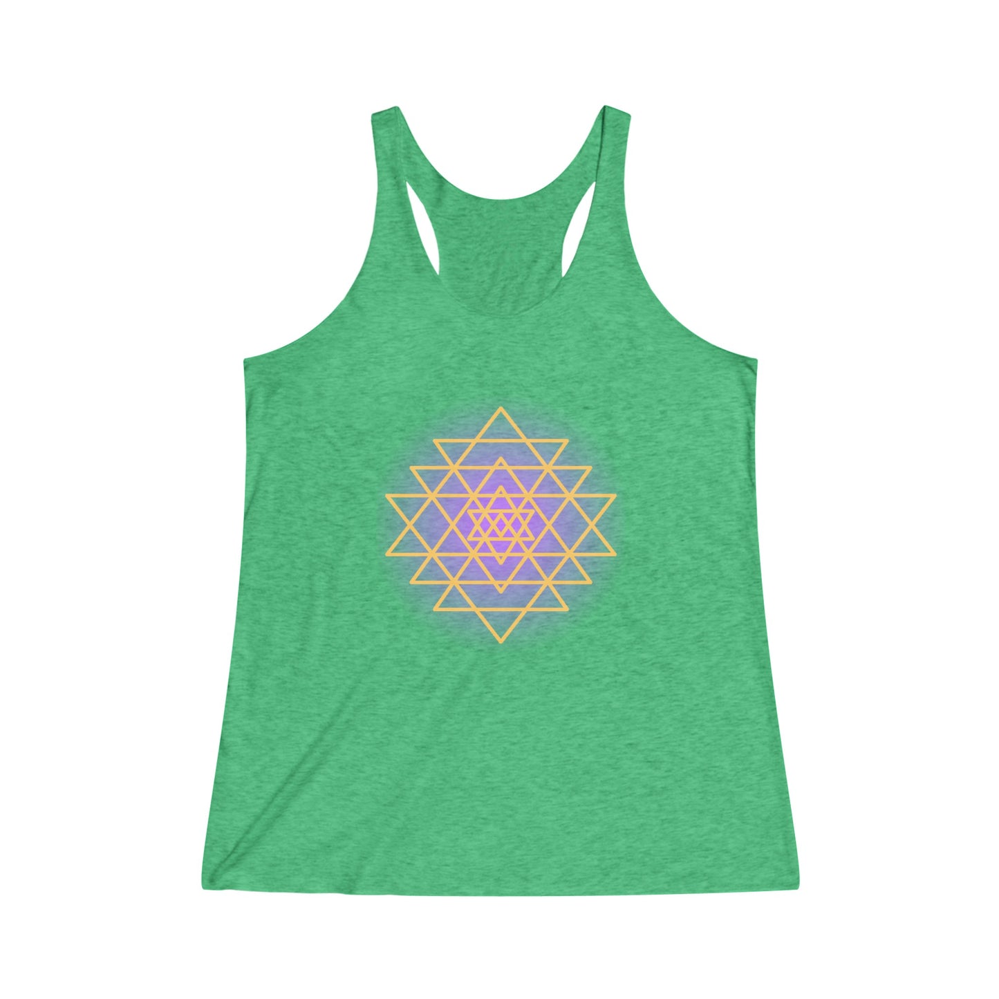 Sri Yantra, Purple Glow -Sacred Geometry - Shree Yantra, Shri Chakra, Nava Chakra, Yoga Tank Tee, Women's Yoga Athletic Racerback Tank Top Shirt