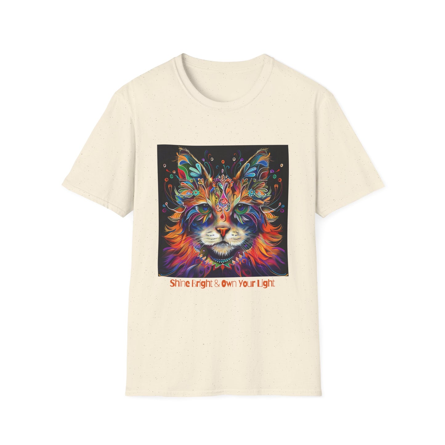 "Shine Bright and Own Your Light" Cat Shaman Graphic Cat Tee, Cat Lover's Graphic Tee Graphic Unisex T- Shirt, T-Shirt Cat Lovers Gift Softstyle T-Shirt Tee Teeshirt Stylized Cat