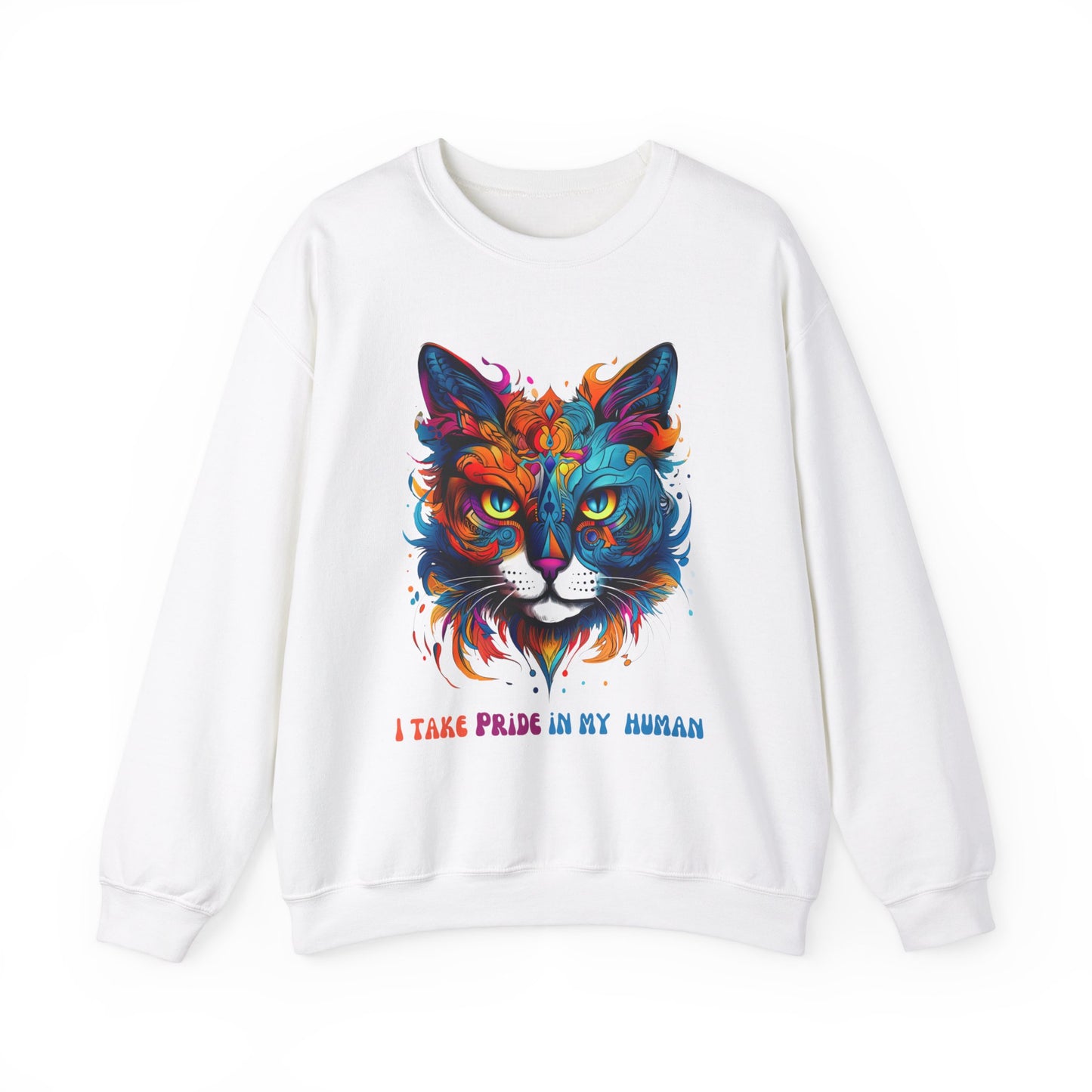 "I Take Pride in My Human" Pride Cat Sweatshirt, Cat Lovers Gift, Kitty Cat LGBTQ+ Shirt Unisex Sweatshirt Sweat Shirt, Many Colors