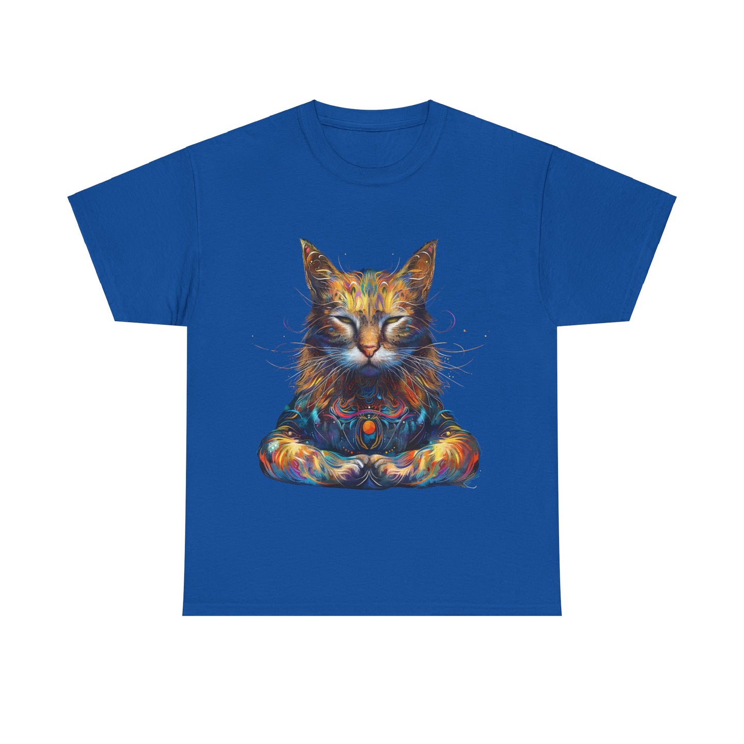 Meditating Cat, (V5) Zen Cat, Cat Gift Unisex Heavy Cotton Tee T-Shirt