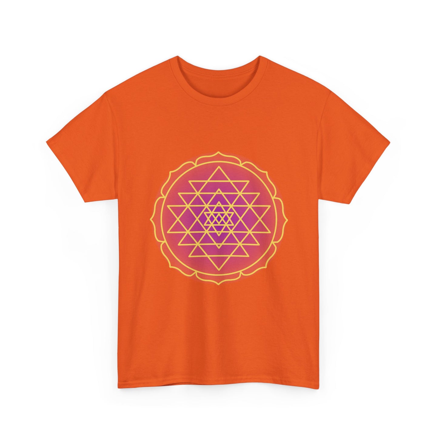 Sri Yantra, Purple Glow, Shree Yantra, Shri Chakra Nava Chakra Shirt - Graphic Tee - Yoga, Zen, Hindu Gifts Unisex Heavy Cotton Graphic Tee T-Shirt