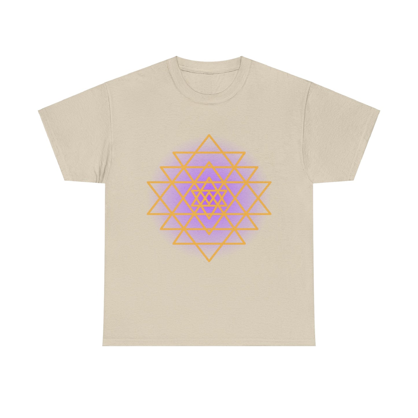 Sacred Geometry Sri Yantra, Purple Glow, Shree Yantra, Shri Chakra Nava Chakra Shirt - Graphic Tee - Yoga, Zen, Hindu Gifts Unisex Heavy Cotton Graphic Tee T-Shirt