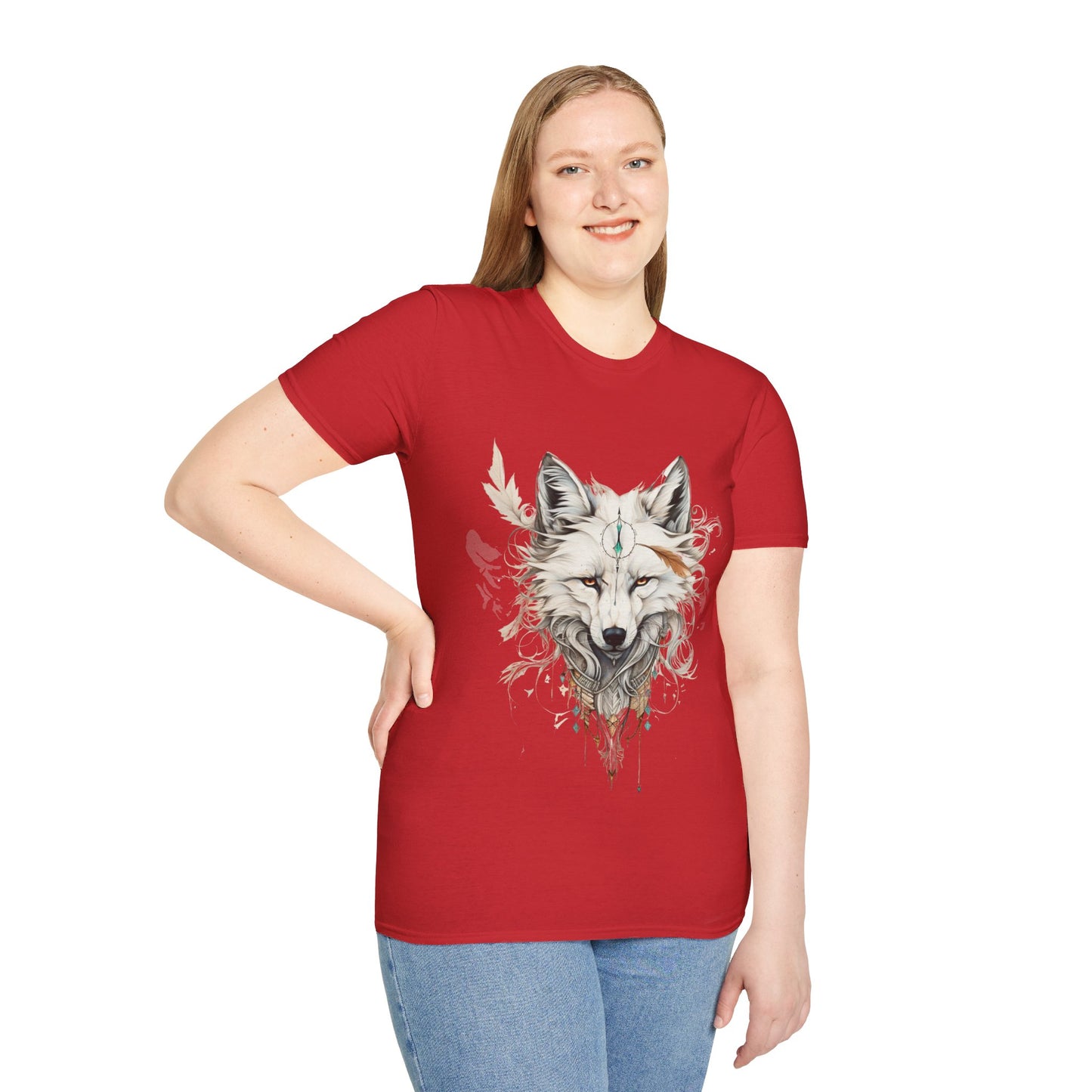 White Snow Fox Shirt, Fox Lover's Gift, Unisex Tee Shirt, T-Shirt Fox Totem Spirit Medicine Softstyle T-Shirt Tee Teeshirt White Fox