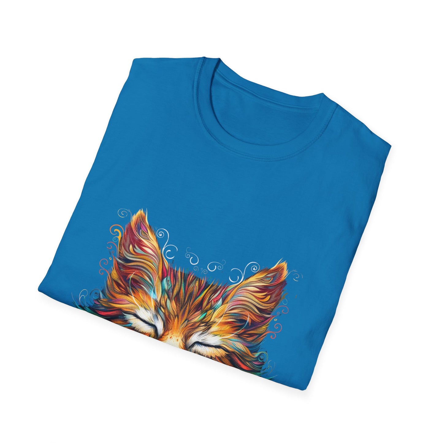 Chill Vibe Meditating Cat Shirt, Cat Lover's Graphic Tee Graphic Unisex T- Shirt, T-Shirt Cat Lovers Gift Softstyle T-Shirt Tee Teeshirt Stylized Cat