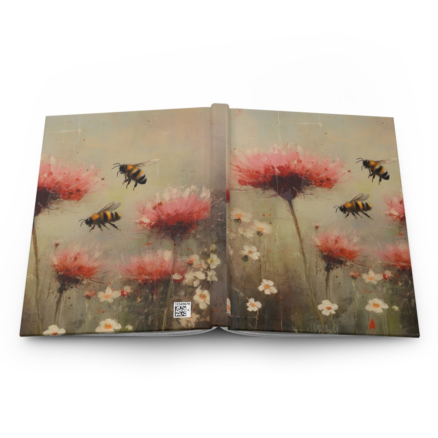 Bees in a Flower Garden, Spring Bee Lovers Gift Hardcover Journal Matte Bee Conservation Save the Bees