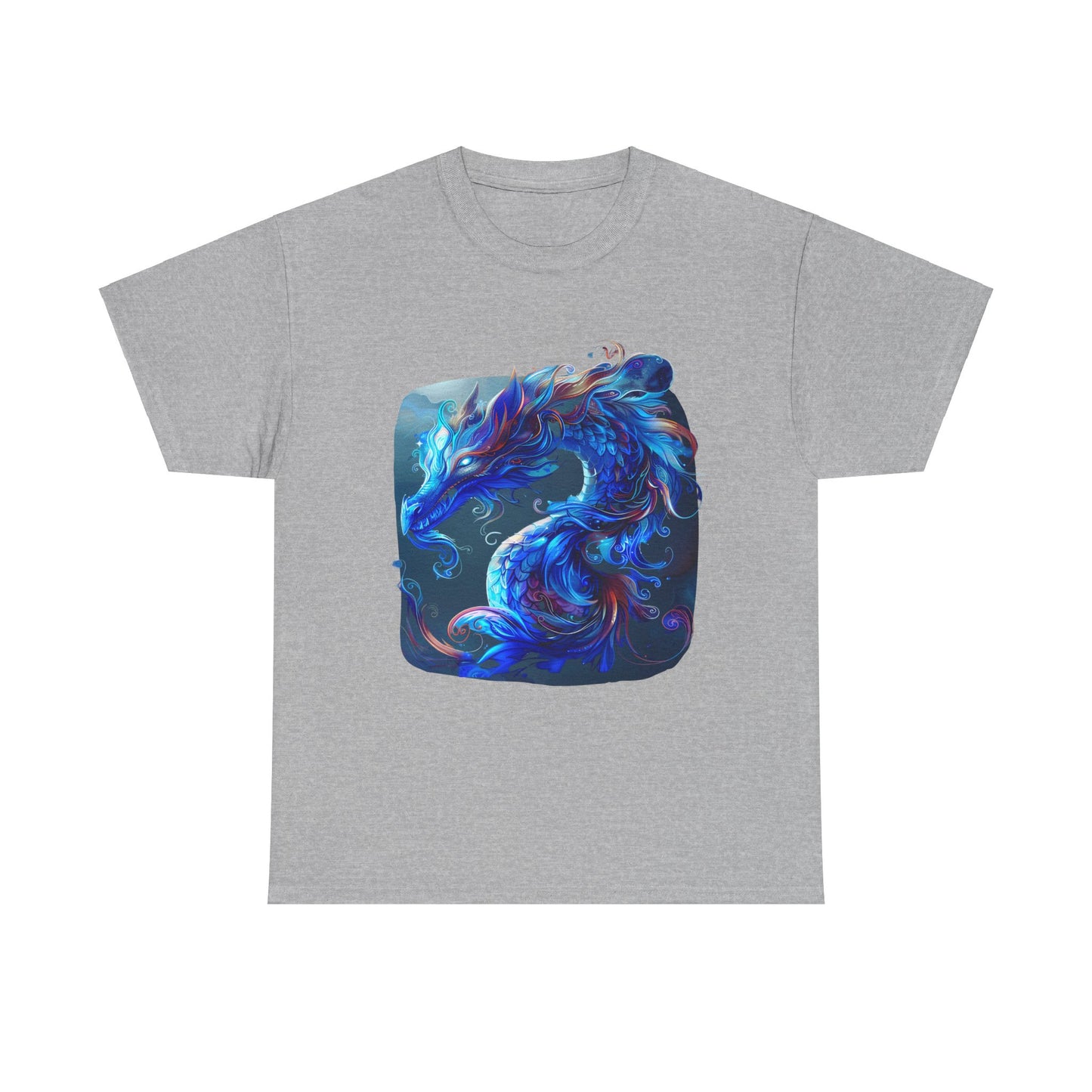 Blue Water Dragon Graphic Tee - Dragons T-shirt - Dragon Lovers Unisex Heavy Cotton Tee T-Shirt