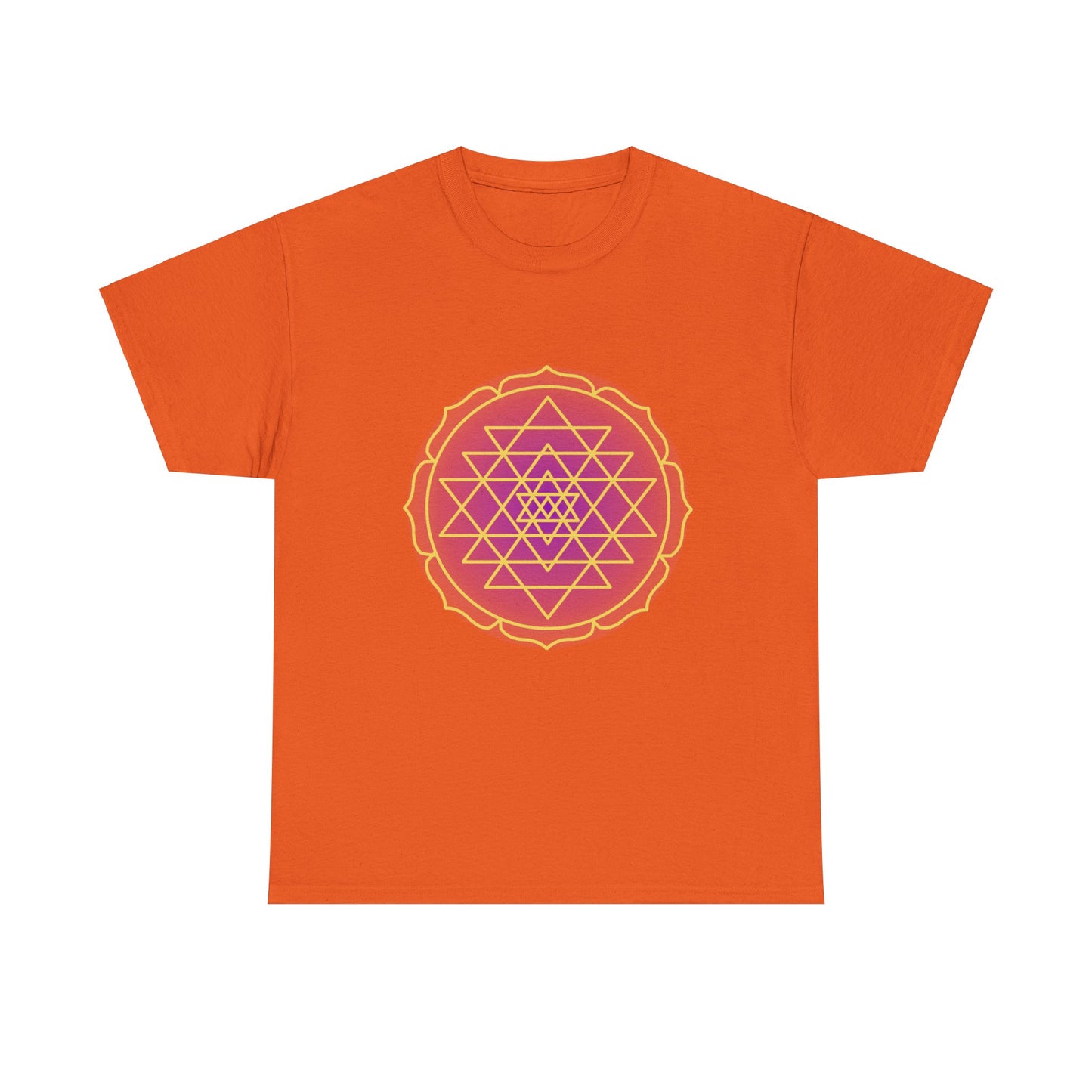 Sri Yantra, Purple Glow, Shree Yantra, Shri Chakra Nava Chakra Shirt - Graphic Tee - Yoga, Zen, Hindu Gifts Unisex Heavy Cotton Graphic Tee T-Shirt