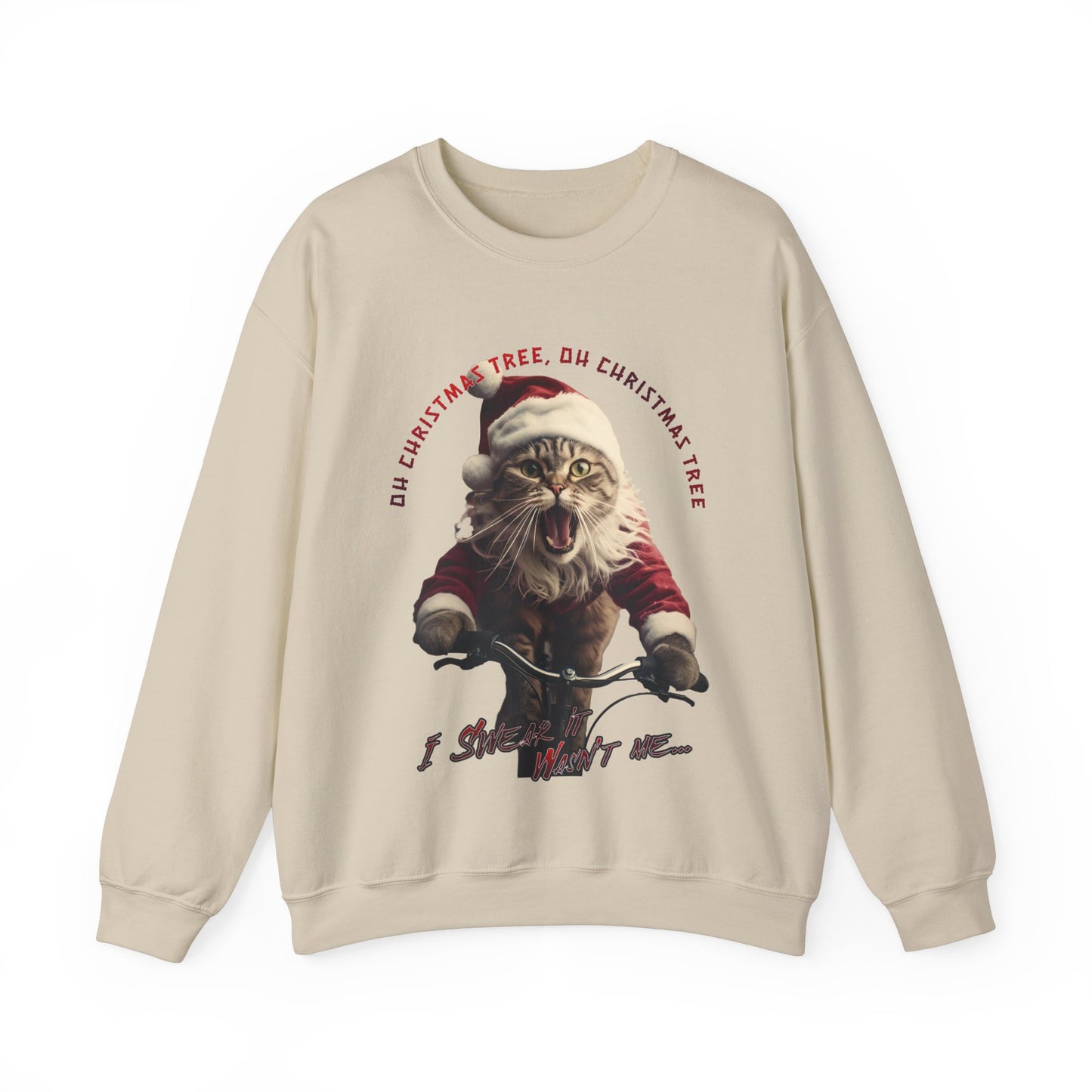 Christmas Cat, Cats on Bikes, Christmas Caroling Cats - Unisex Long Sleeve Jersey Cotton Shirt Mens Women's Cat Gift Oh Christmas Tree