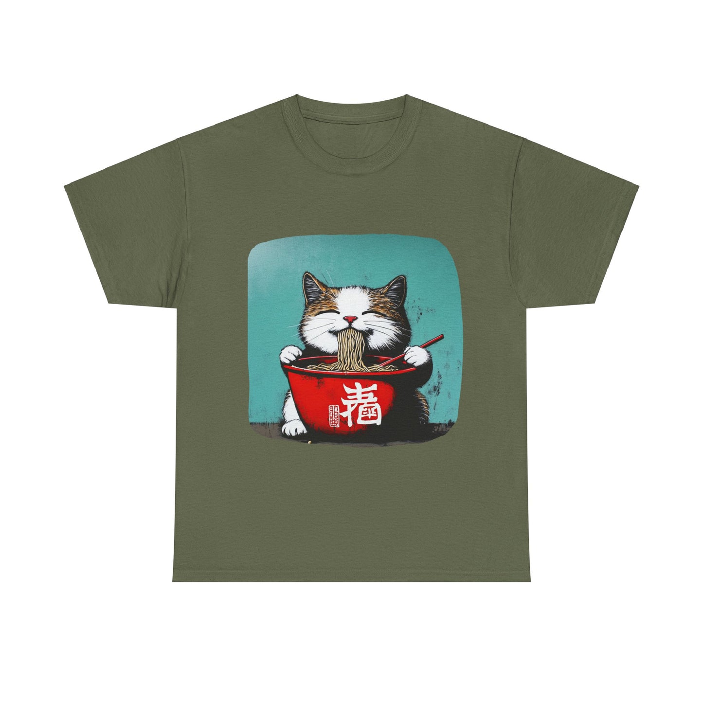Ramen Cat, Cats and Ramen, Ramen Art Gift - Cute Cats Unisex Heavy Cotton Tee T-Shirt