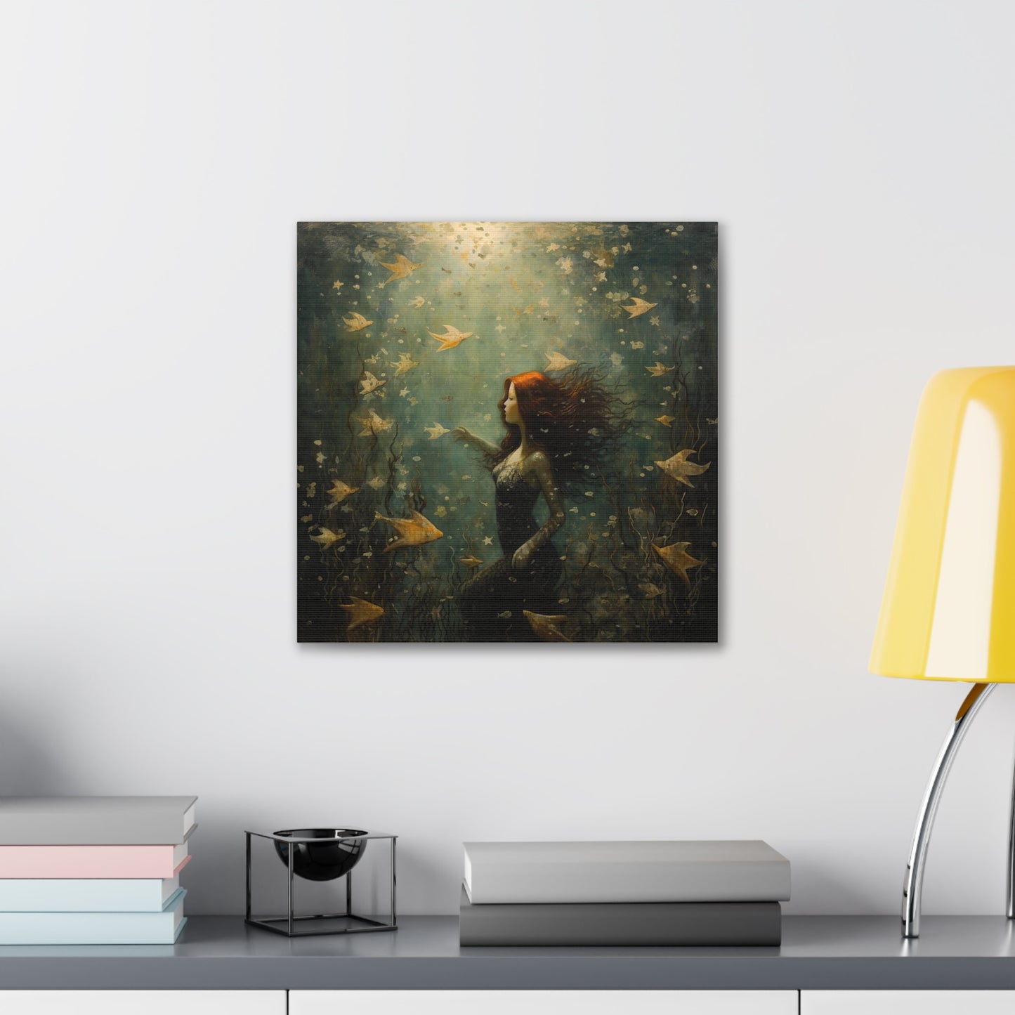 Mermaid Wall Art, Underwater Scene, Mystical Wall Art, Canvas, Kids or Adults Room, Creative Wall Art Painting Pastel