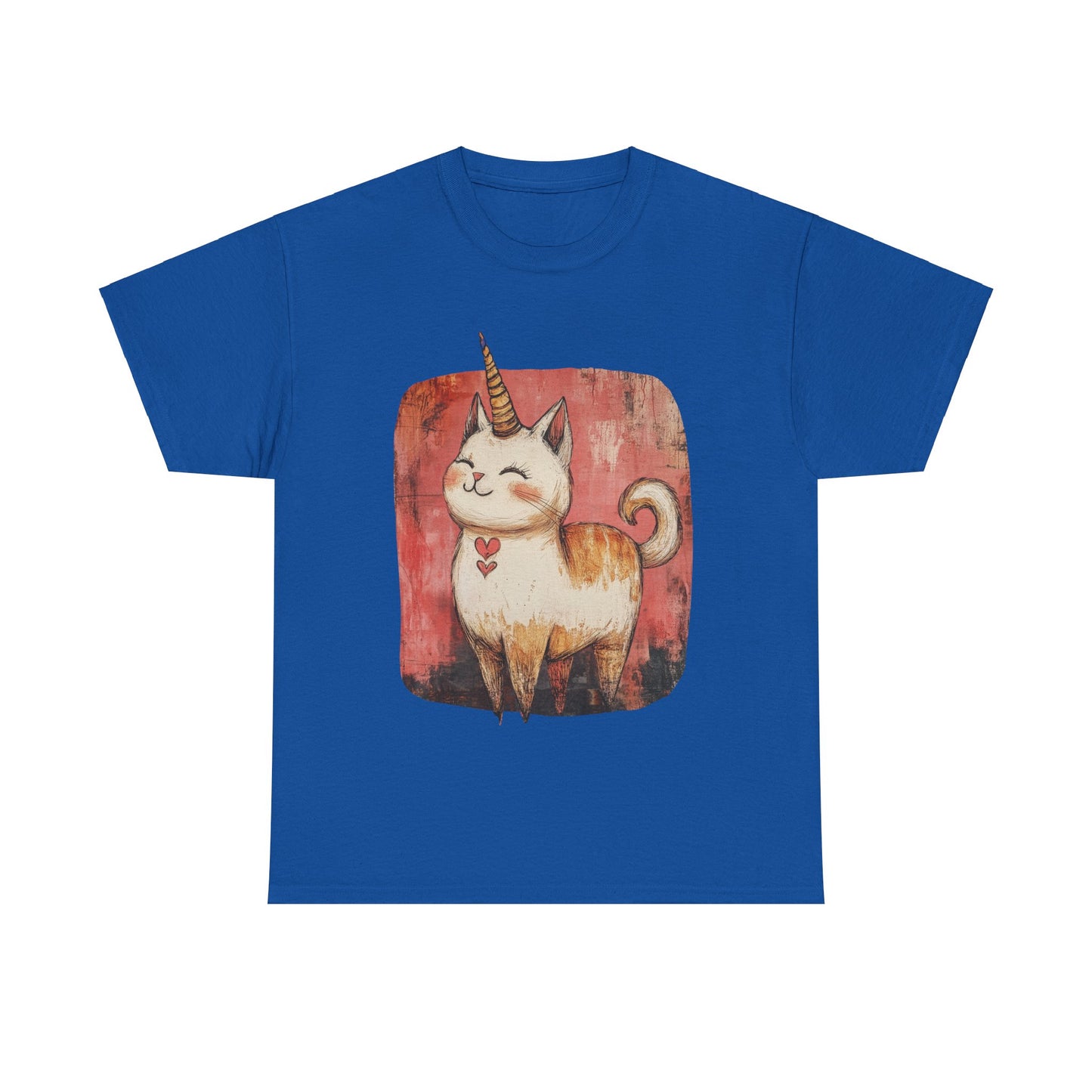 Adorable Kawaii Neko Unicorn Cat Graphic Tee - Cat Unicorn Mythical Creature Gift Unisex Adult Size Heavy Cotton Tee T-Shirt