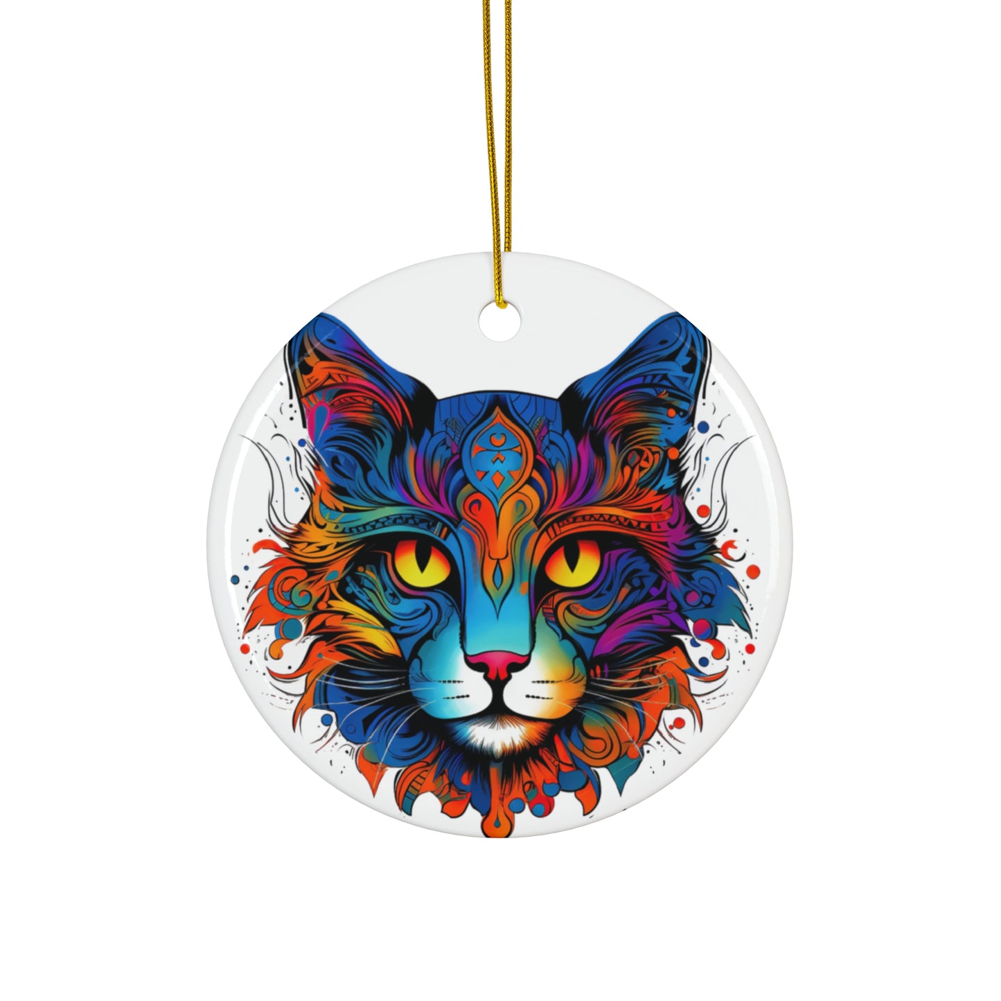 Exotic Rainbow Color Cat,Cat Lovers, Cat Mom, Cat Dad, Cats Christmas Tree Gift, Christmas Ornament, Ceramic Cat Lovers Gift