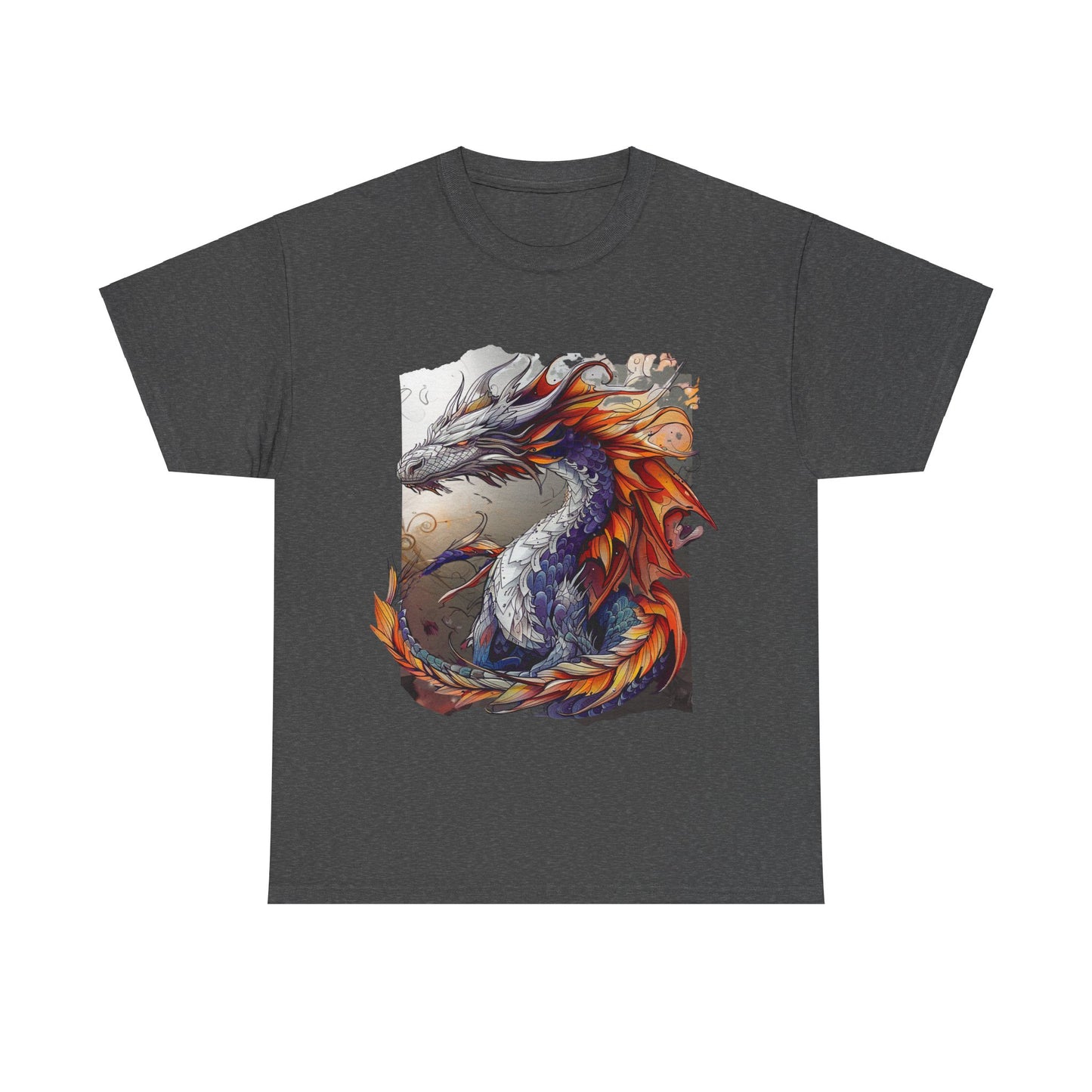 Purple Ancestor Dragon Graphic Tee - Dragon T-shirt - Dragon Lovers Unisex Heavy Cotton Tee T-Shirt