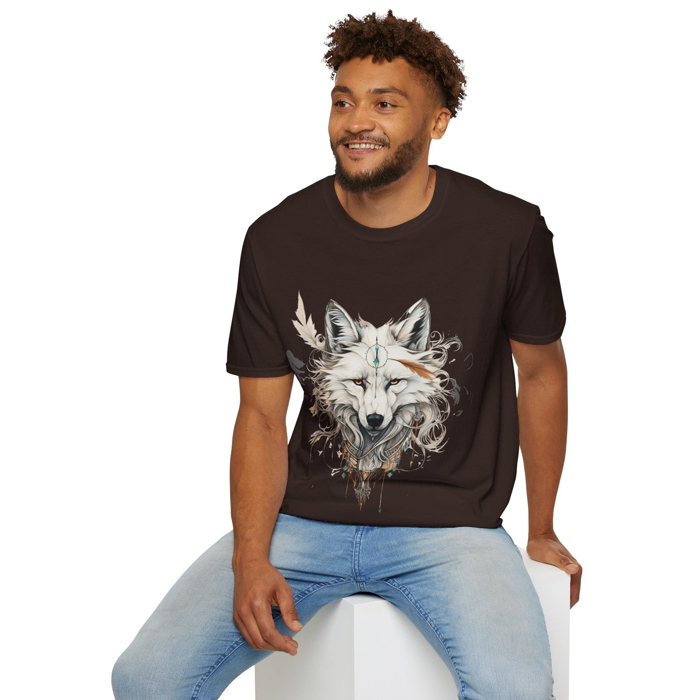 White Snow Fox Shirt, Fox Lover's Gift, Unisex Tee Shirt, T-Shirt Fox Totem Spirit Medicine Softstyle T-Shirt Tee Teeshirt White Fox