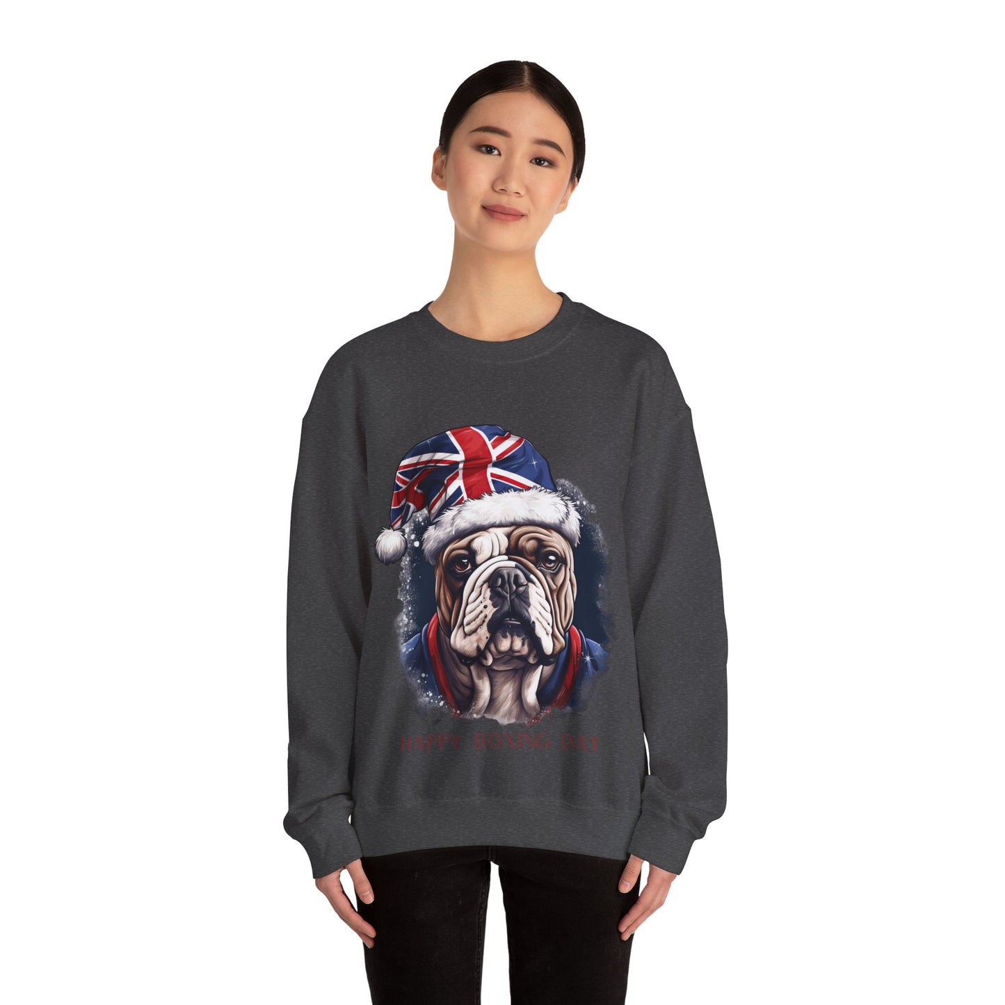 Happy Boxing Day - British English Bulldog - Happy Boxing Day- Christmas Unisex Long Sleeve Jersey Cotton Shirt Mens Womens Sweatshirt Sweat Shirt