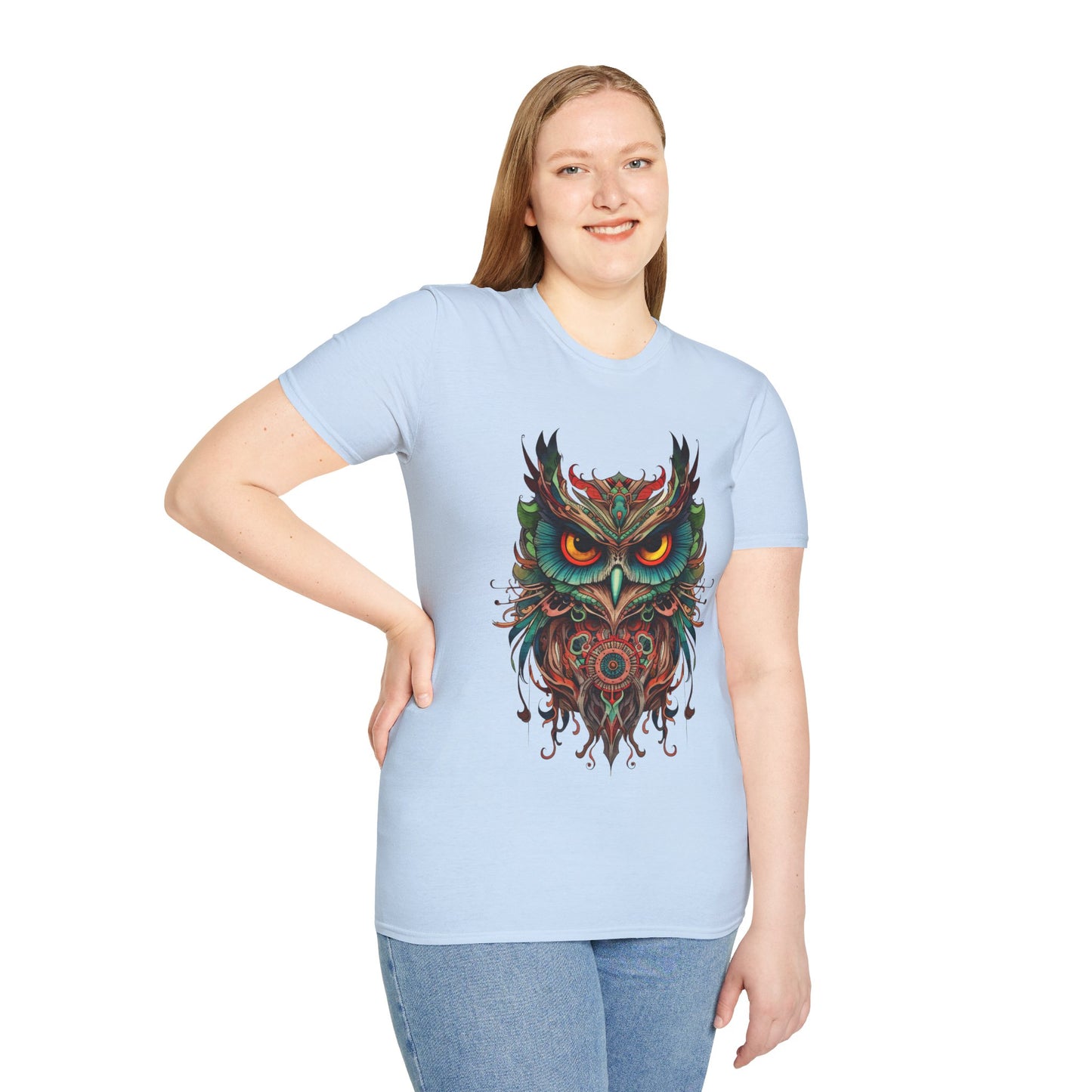 Jeweled Tone Owl, Owl Shirt, Barn Steampunk Owl Unisex Tee Shirt, T-Shirt Softstyle T-Shirt Tee Teeshirt