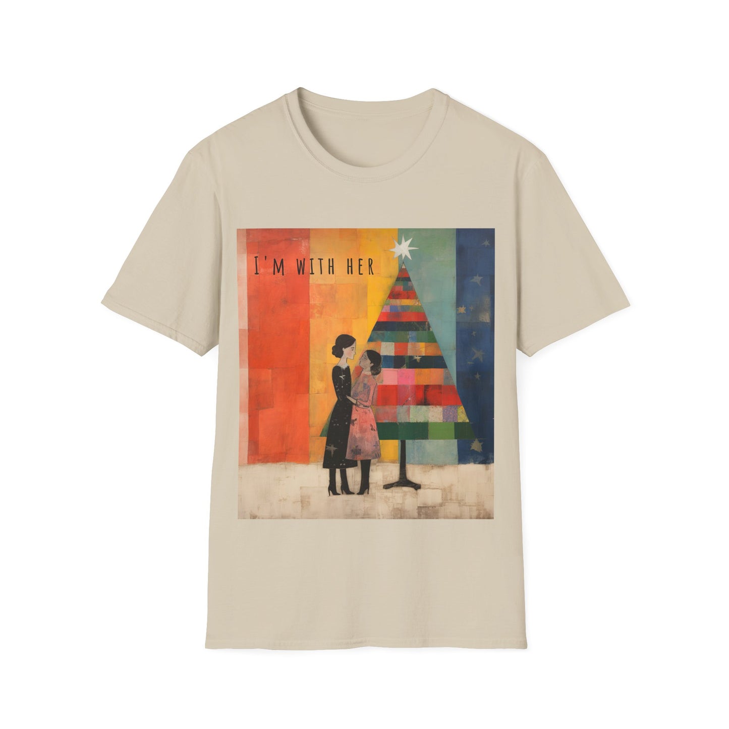 Pride Xmas - "I'm With Her" - Lesbian LGBTQ Christmas Pride Shirt Unisex Softstyle Teeshirt, T-Shirt, Gay Pride Gift, Many Colors