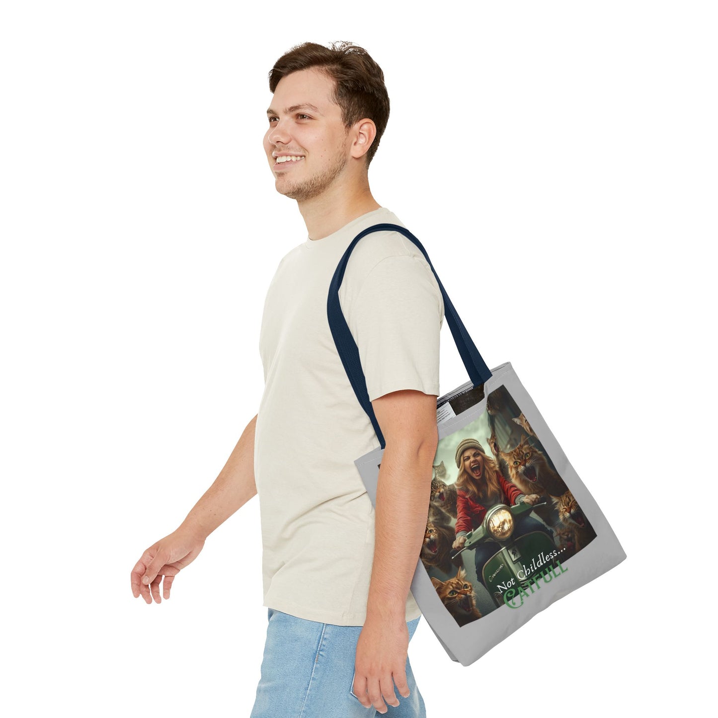 "Not Childless... Catfull" Cat Lady Tote Bag Childless Cat Lady Tote Bag (AOP)
