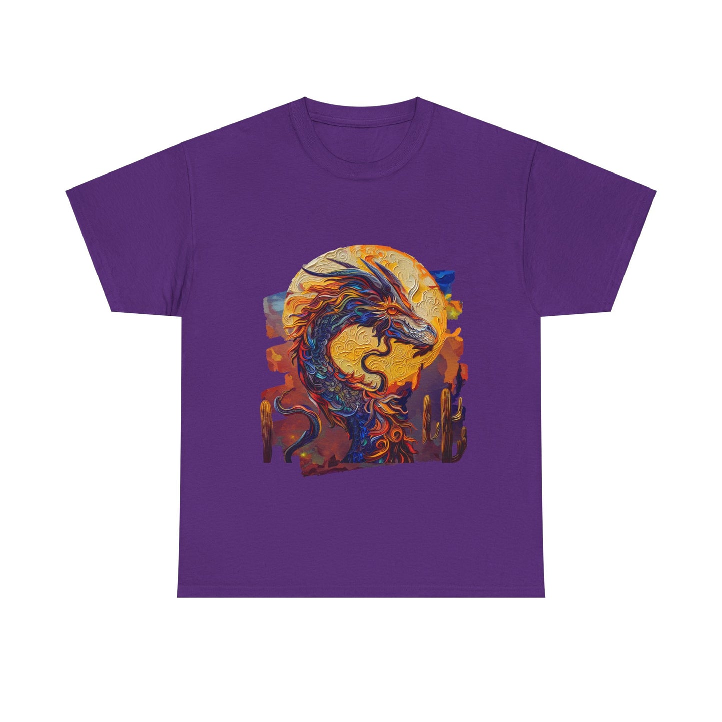 Desert Solar Dragon Graphic Tee - Dragon T-shirt - Dragon Lovers Unisex Heavy Cotton Tee T-Shirt