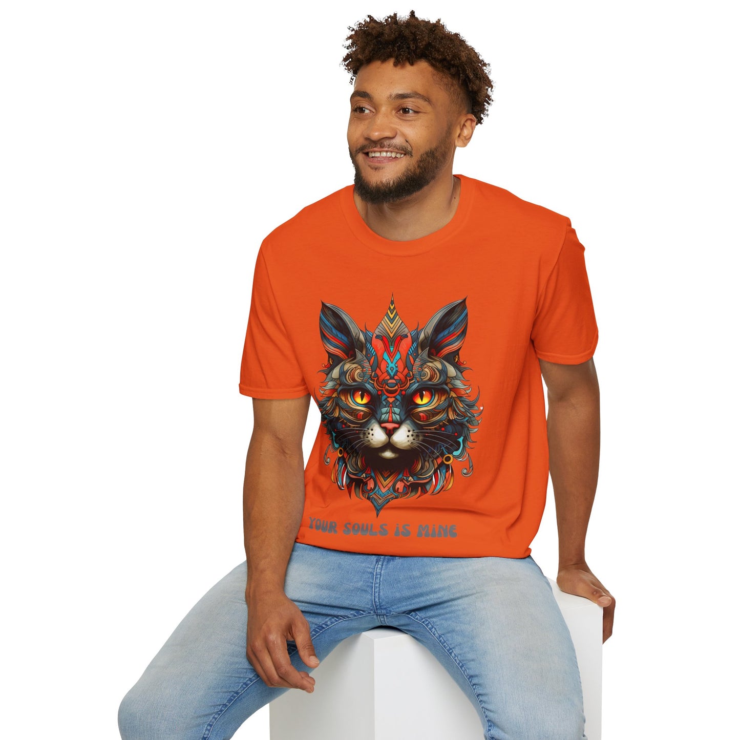 Your Soul is Mine Cat Lover's Unisex Tee Shirt, T-Shirt Cat Lovers Gift Softstyle T-Shirt Tee Teeshirt Stylized Exotic Cat