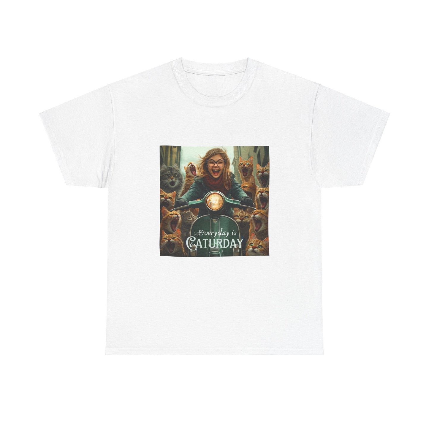 Childless Cat Lady Shirt - "Every Day is Caturday" - , Say NO to Ignorance -Unisex Heavy Cotton Tee