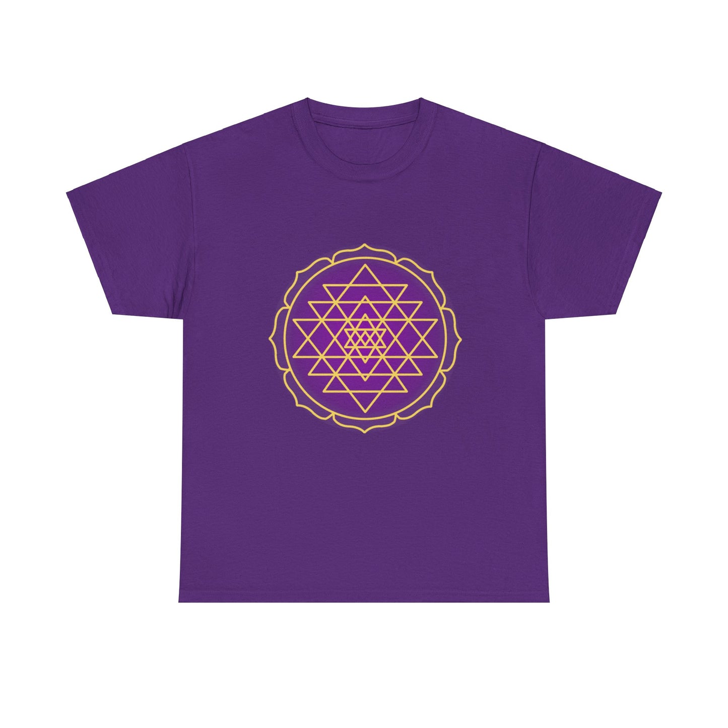 Sri Yantra, Purple Glow, Shree Yantra, Shri Chakra Nava Chakra Shirt - Graphic Tee - Yoga, Zen, Hindu Gifts Unisex Heavy Cotton Graphic Tee T-Shirt