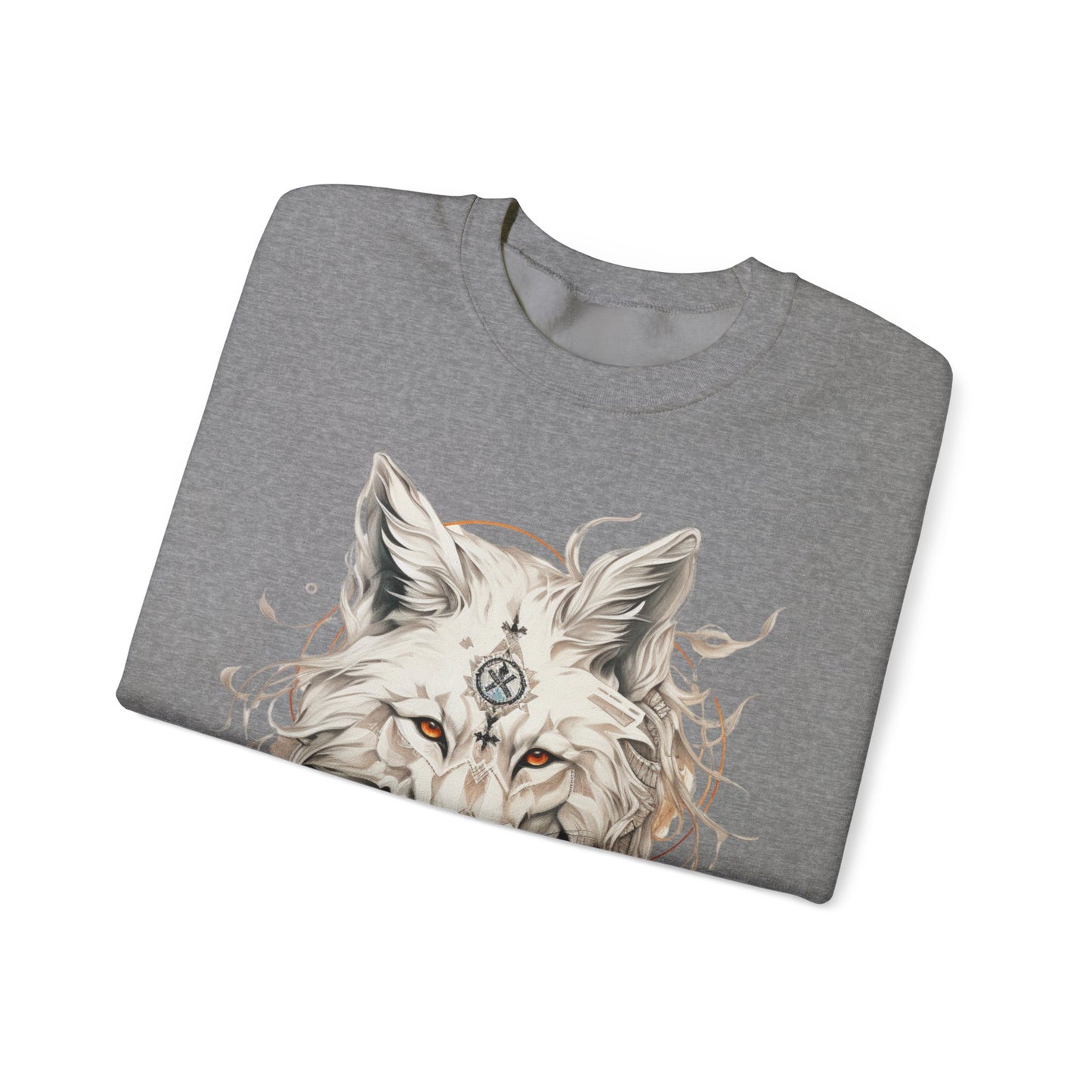 Tribal Style White Wolf, Lone Wolf Sweatshirt, Wolf Totem Gift, Canada, Northern US Wolf Conservation Shirt Unisex Sweatshirt Sweat Shirt
