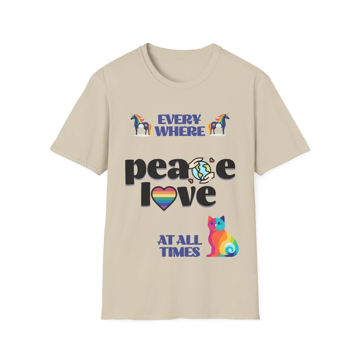 Peace, Love, Everywhere, All The Time Unisex LGBTQ shirt, T-shirt, Tee Shirt, Peace gift, Queer Gift, multiple colors