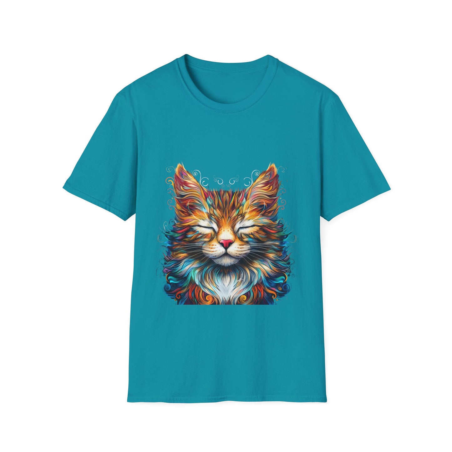Chill Vibe Meditating Cat Shirt, Cat Lover's Graphic Tee Graphic Unisex T- Shirt, T-Shirt Cat Lovers Gift Softstyle T-Shirt Tee Teeshirt Stylized Cat
