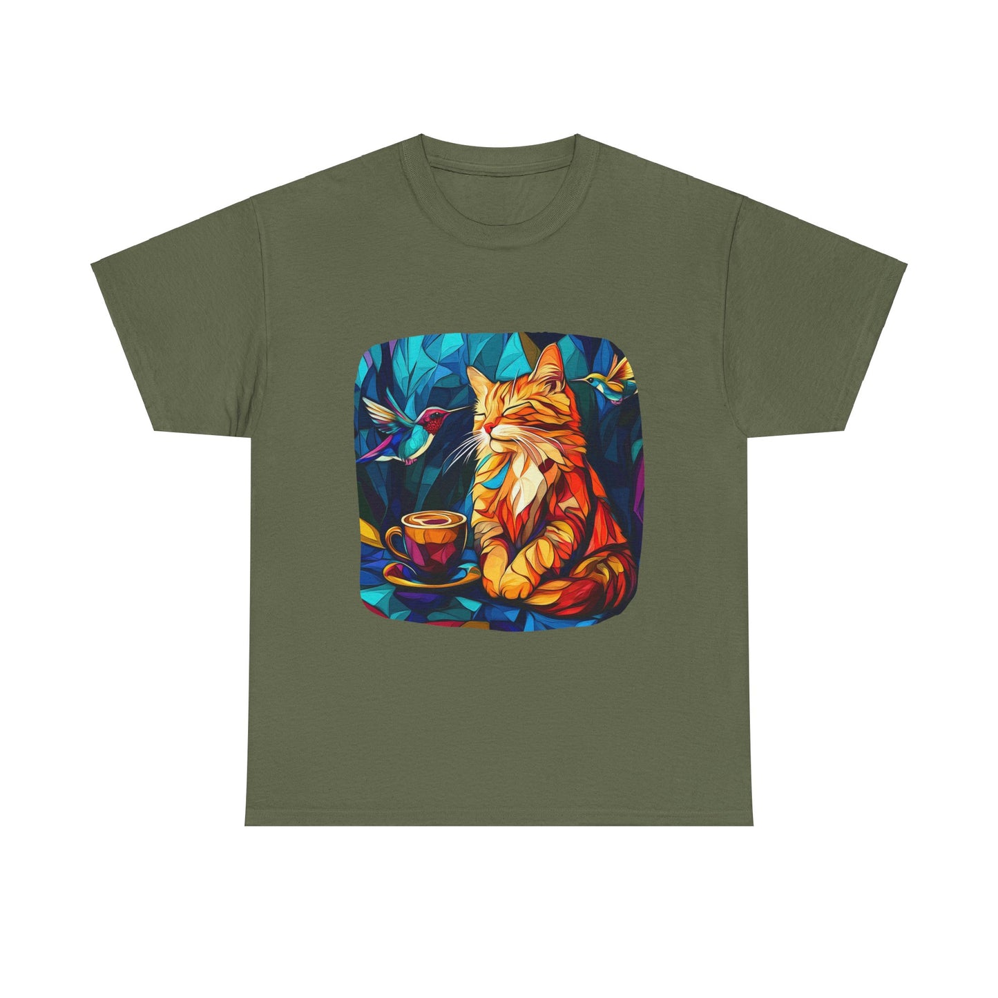 Coffee Cat (V2) - Cats and Coffee , Tea Shirt - T-shirt Coffee Lover - Cat Lover Unisex Heavy Cotton Tee T-Shirt