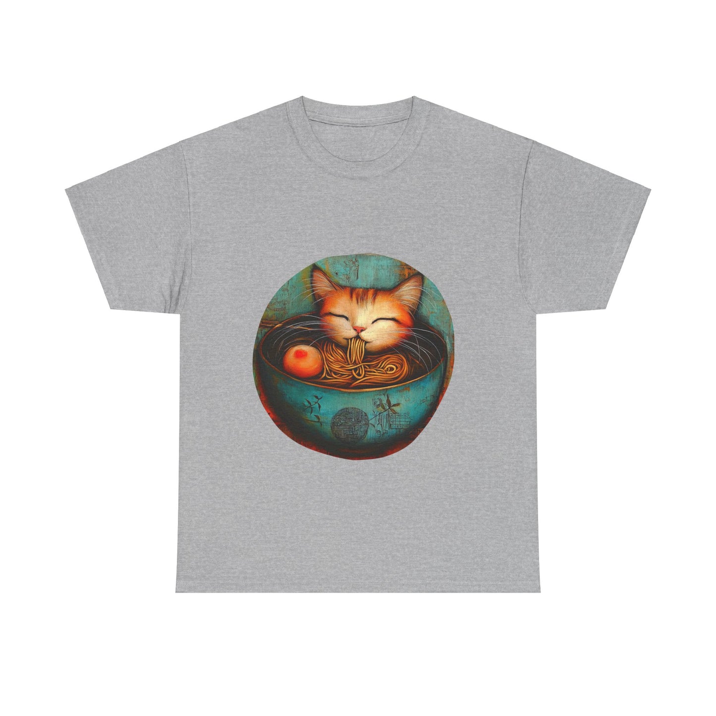 Ramen Cat (Ver 5), Cats and Ramen, Ramen Art Gift - Cute Cats Unisex Heavy Cotton Tee T-Shirt