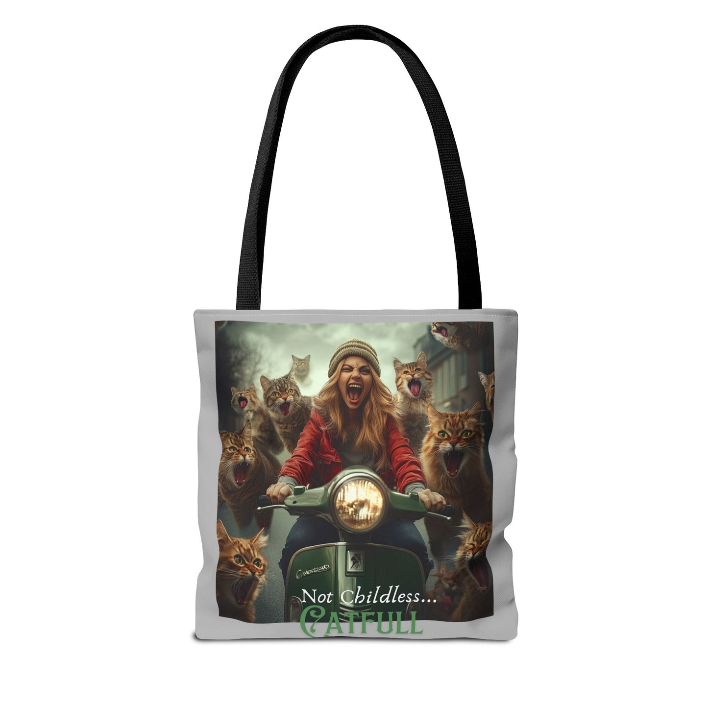 "Not Childless... Catfull" Cat Lady Tote Bag Childless Cat Lady Tote Bag (AOP)