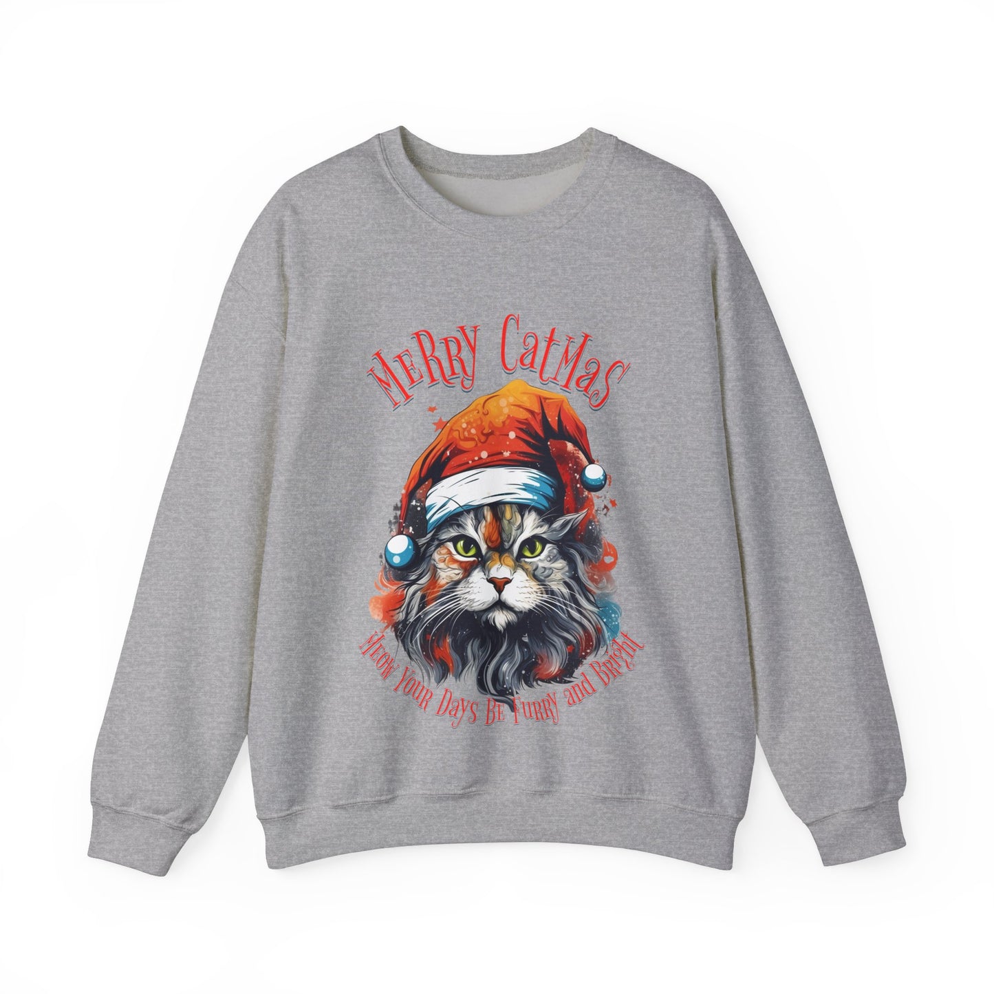 Merry Catmas Christmas Cat, Cat Lovers Gift, Kitty Cat Christmas Shirt Unisex Sweatshirt Sweat Shirt, Many Colors