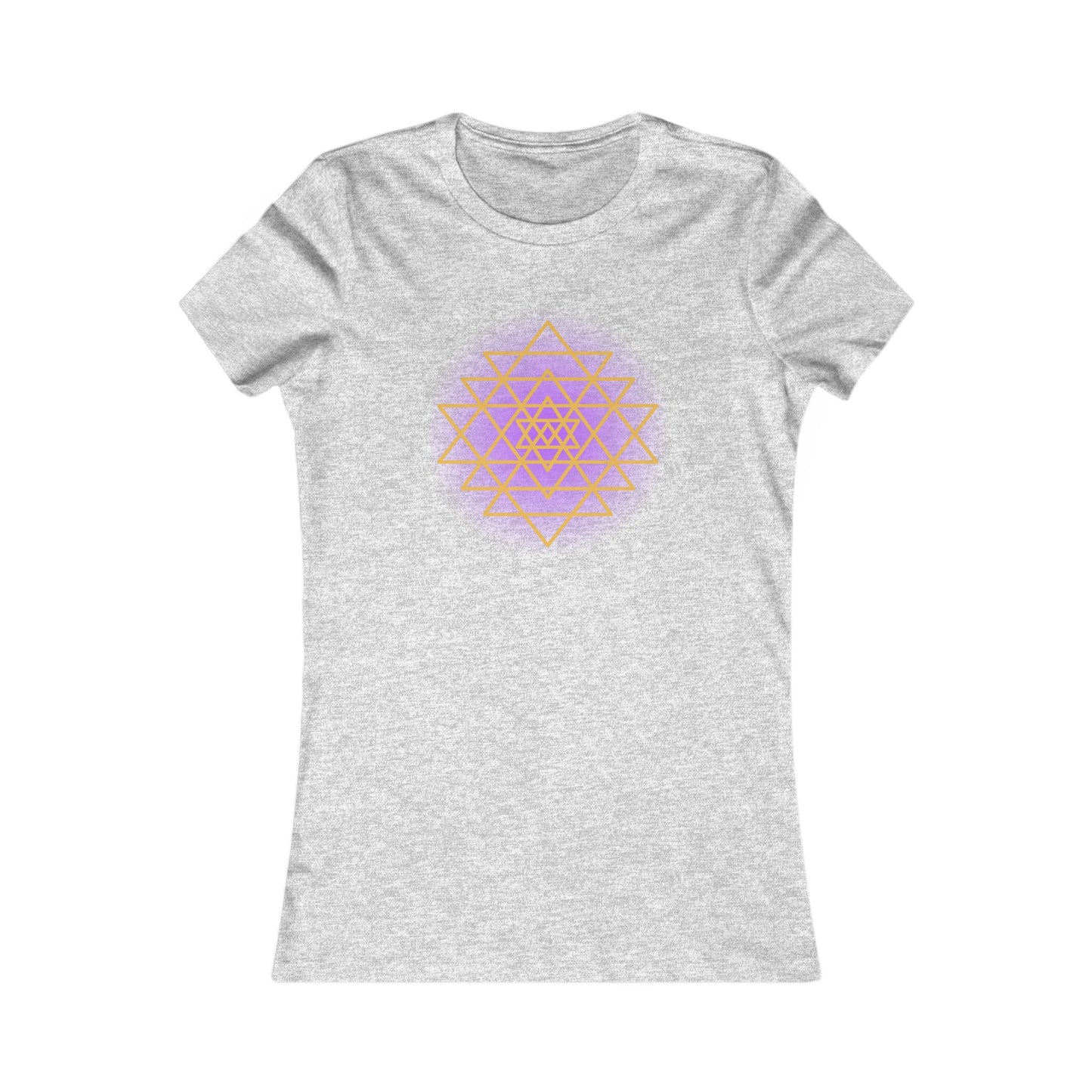 Sacred Geometry Sri Yantra -Purple Glow - Shree Yantra, Shri Chakra, Nava Chakra Shirt, Yoga Tees, Yoga Graphic T-shirt, Ladies Cut Graphic Tees