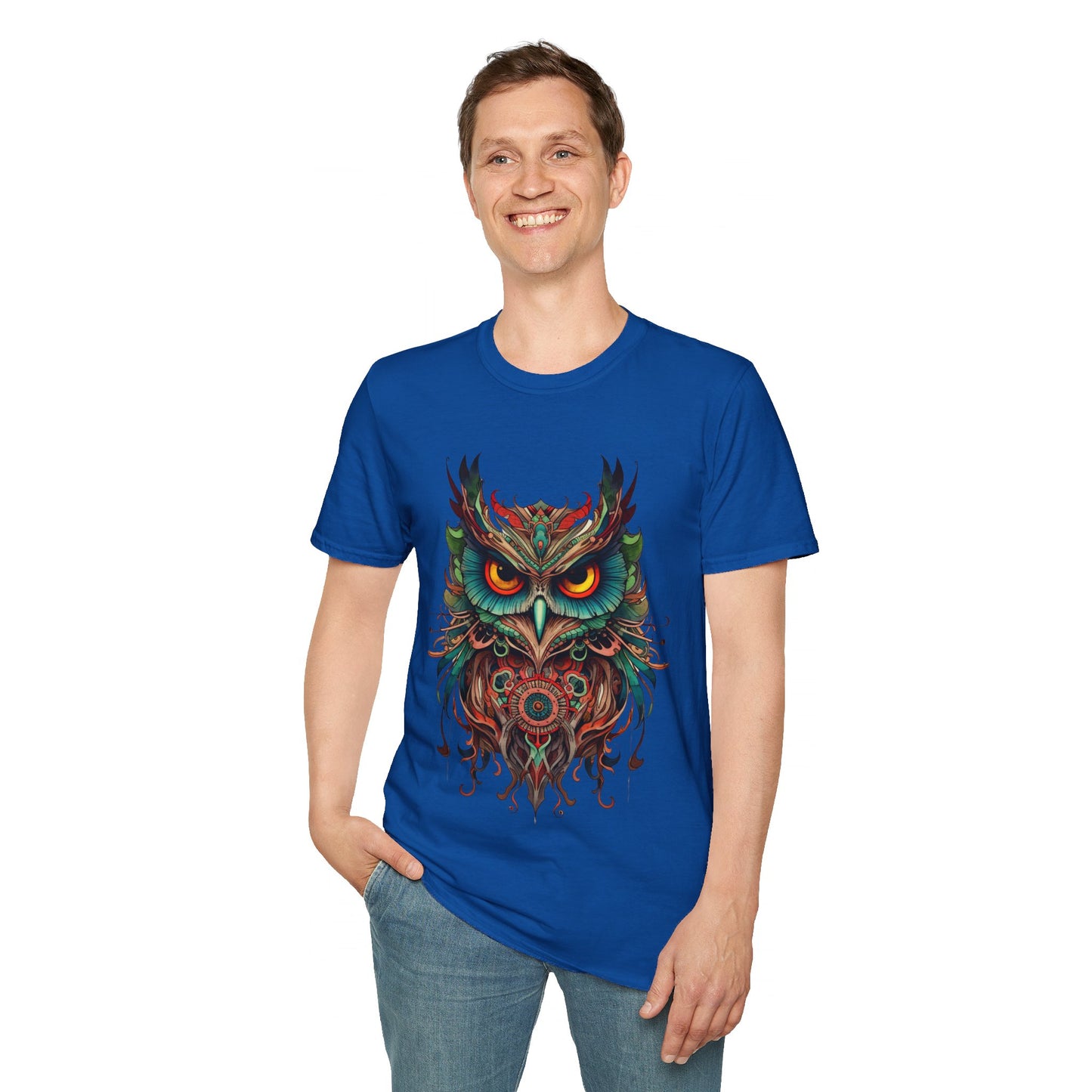 Jeweled Tone Owl, Owl Shirt, Barn Steampunk Owl Unisex Tee Shirt, T-Shirt Softstyle T-Shirt Tee Teeshirt