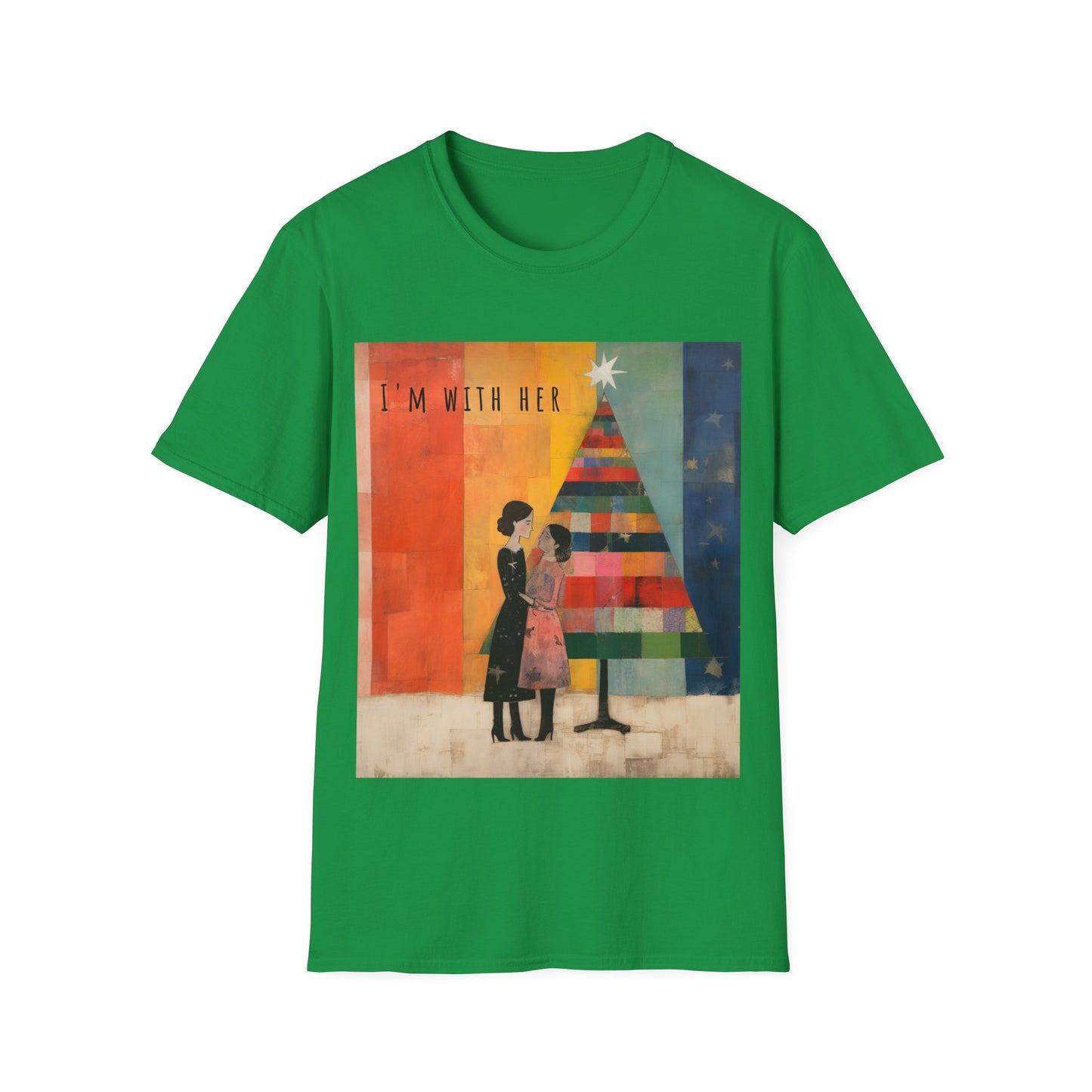 Pride Xmas - "I'm With Her" - Lesbian LGBTQ Christmas Pride Shirt Unisex Softstyle Teeshirt, T-Shirt, Gay Pride Gift, Many Colors