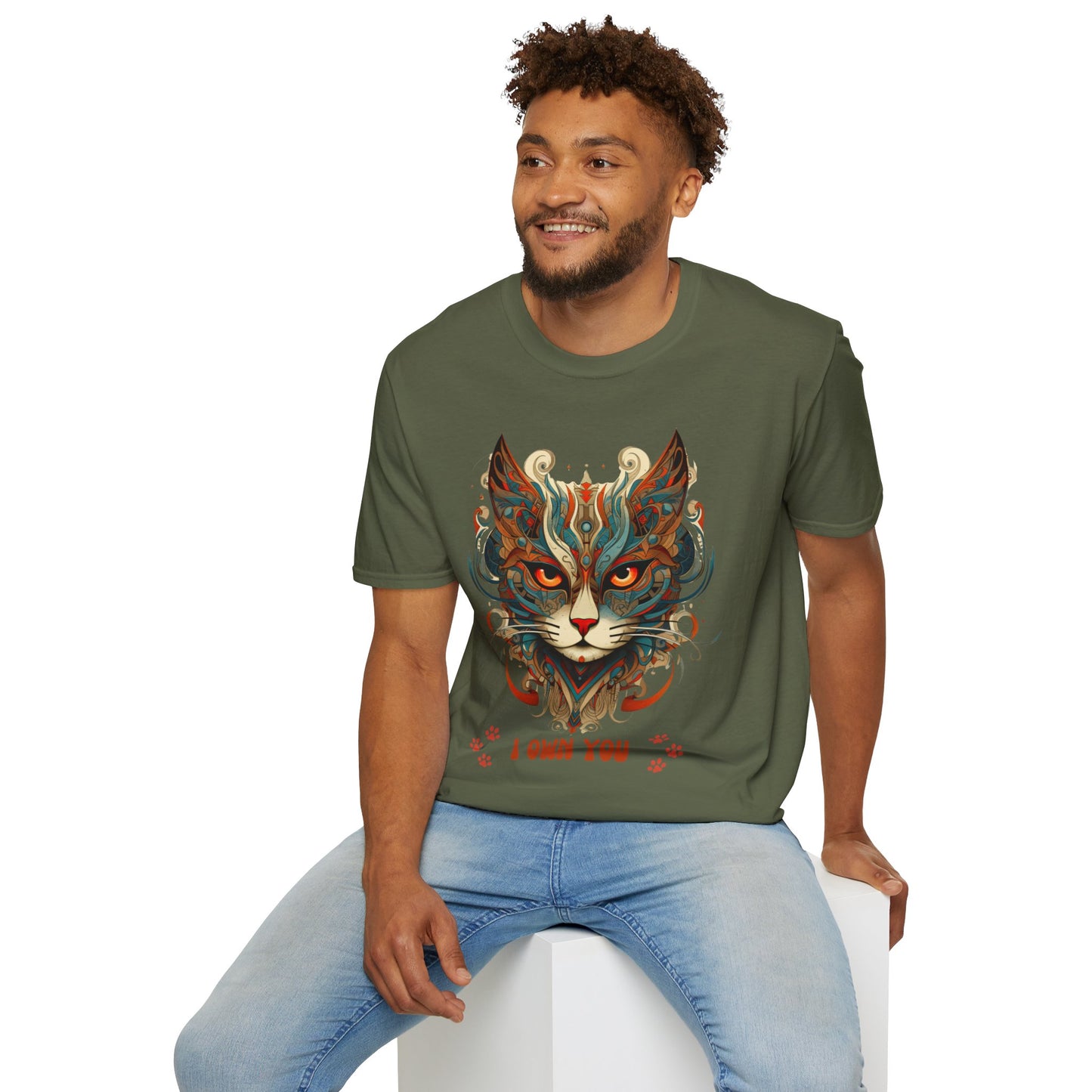 I Own You Cat Paws, Cat Lover's Gift Unisex Tee Shirt, T-Shirt Cat Lovers Gift Softstyle T-Shirt Tee Teeshirt Stylized Exotic Cat