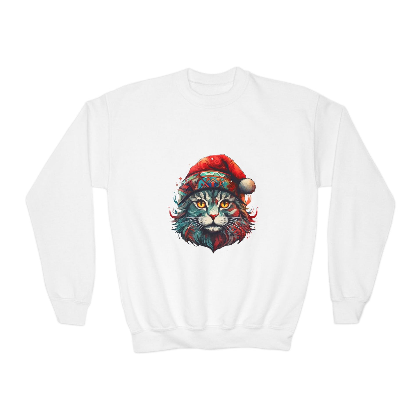 Christmas Cats in Santa Hats- Cats in Santa Hats Kids Sweatshirt - Adorable Youth Crewneck Sweatshirt -Christmas Cat Gift