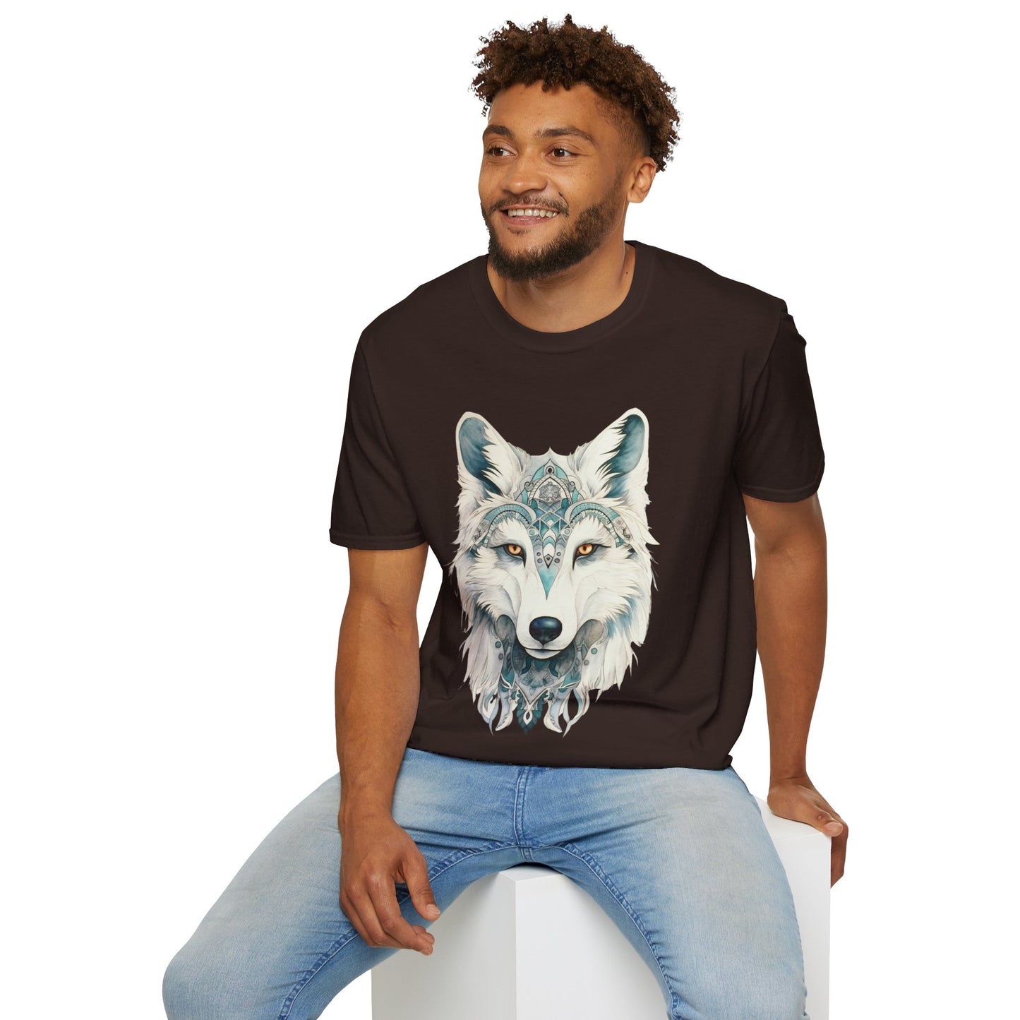 Snow Wolf, White Wolf Shirt, Lone Wolf Gift Unisex Tee Shirt, T-Shirt Wolf Totem Spirit Medicine Softstyle T-Shirt Tee Teeshirt