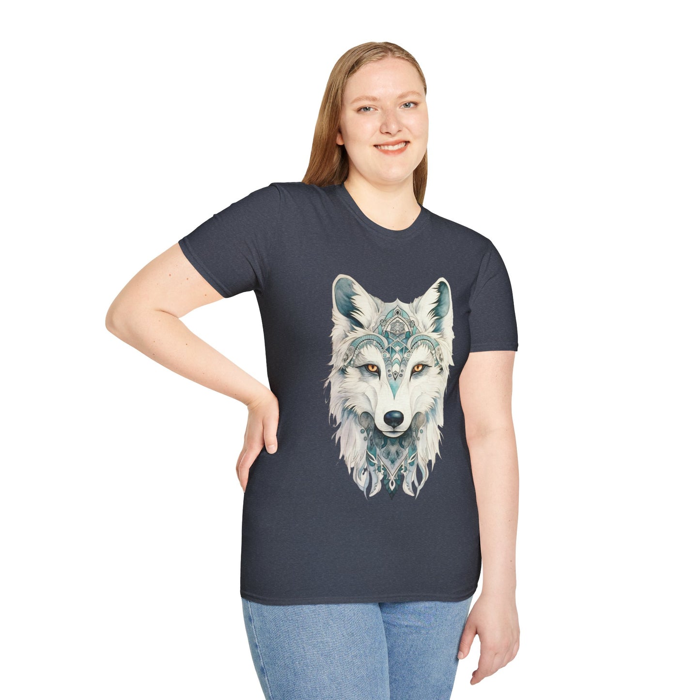 Snow Wolf, White Wolf Shirt, Lone Wolf Gift Unisex Tee Shirt, T-Shirt Wolf Totem Spirit Medicine Softstyle T-Shirt Tee Teeshirt