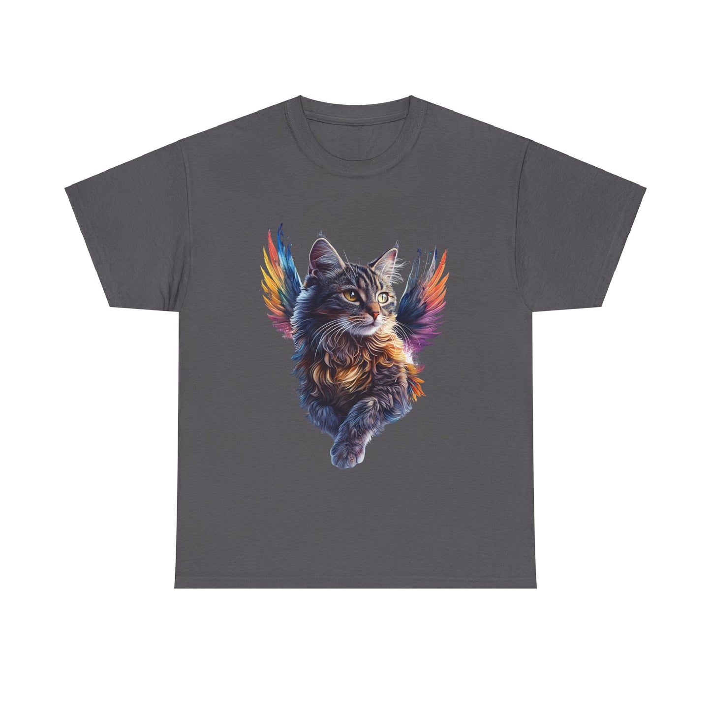 Angel Cat, Cat Memorial Cat with Angel Wings Graphic Tee- Cat Gift Unisex Heavy Cotton Tee T-Shirt