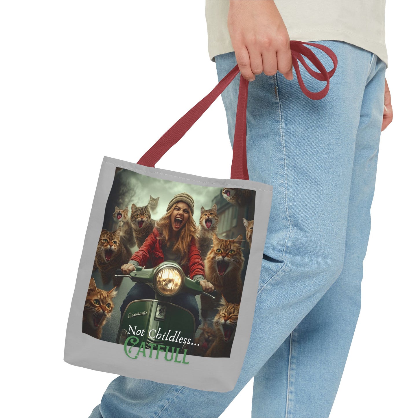 "Not Childless... Catfull" Cat Lady Tote Bag Childless Cat Lady Tote Bag (AOP)