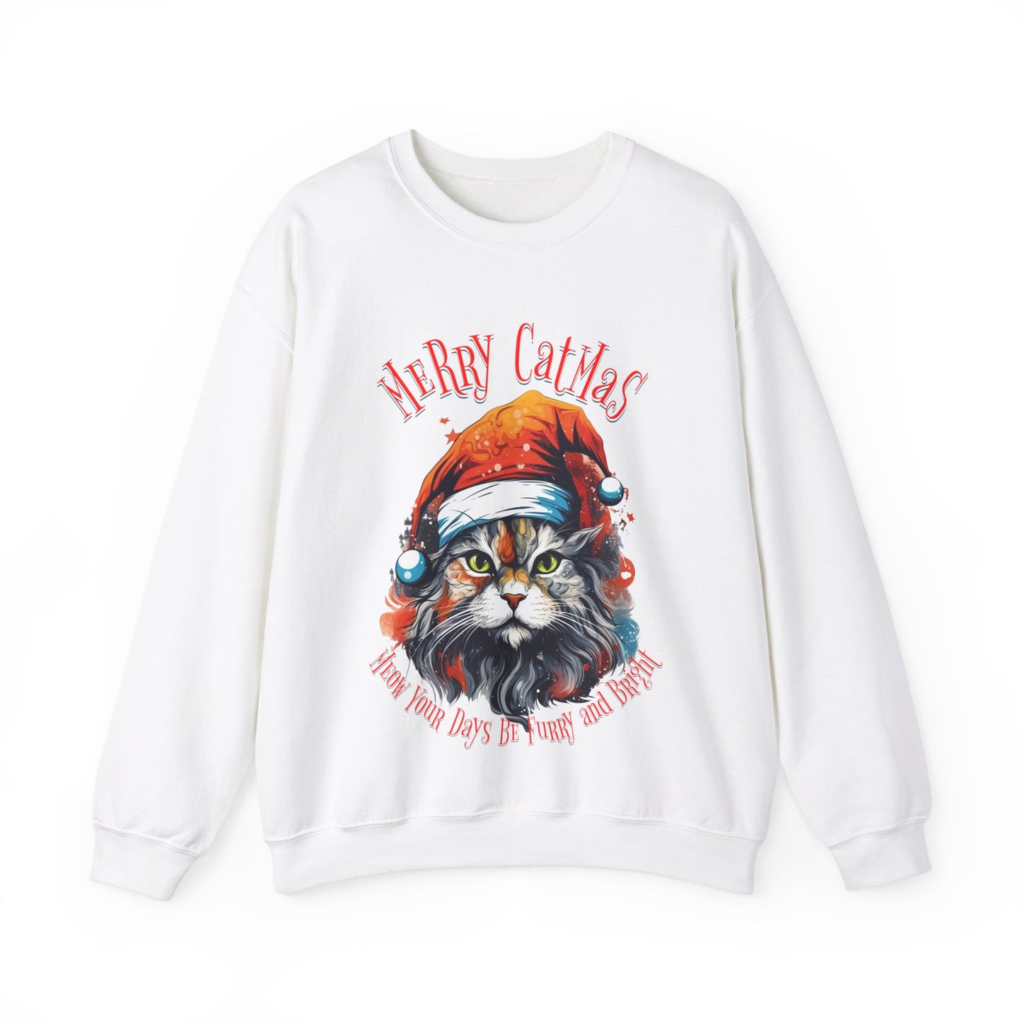 Merry Catmas Christmas Cat, Cat Lovers Gift, Kitty Cat Christmas Shirt Unisex Sweatshirt Sweat Shirt, Many Colors