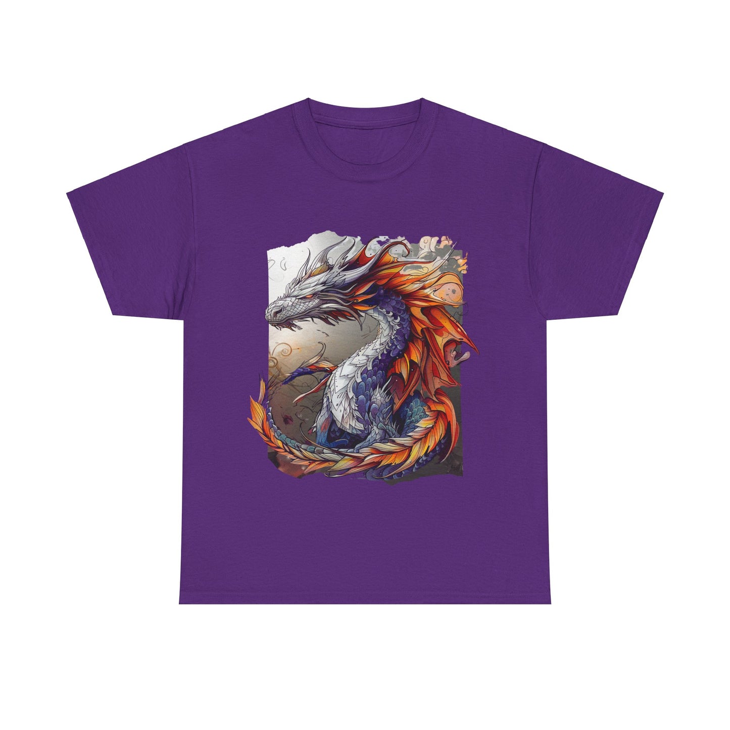 Purple Ancestor Dragon Graphic Tee - Dragon T-shirt - Dragon Lovers Unisex Heavy Cotton Tee T-Shirt