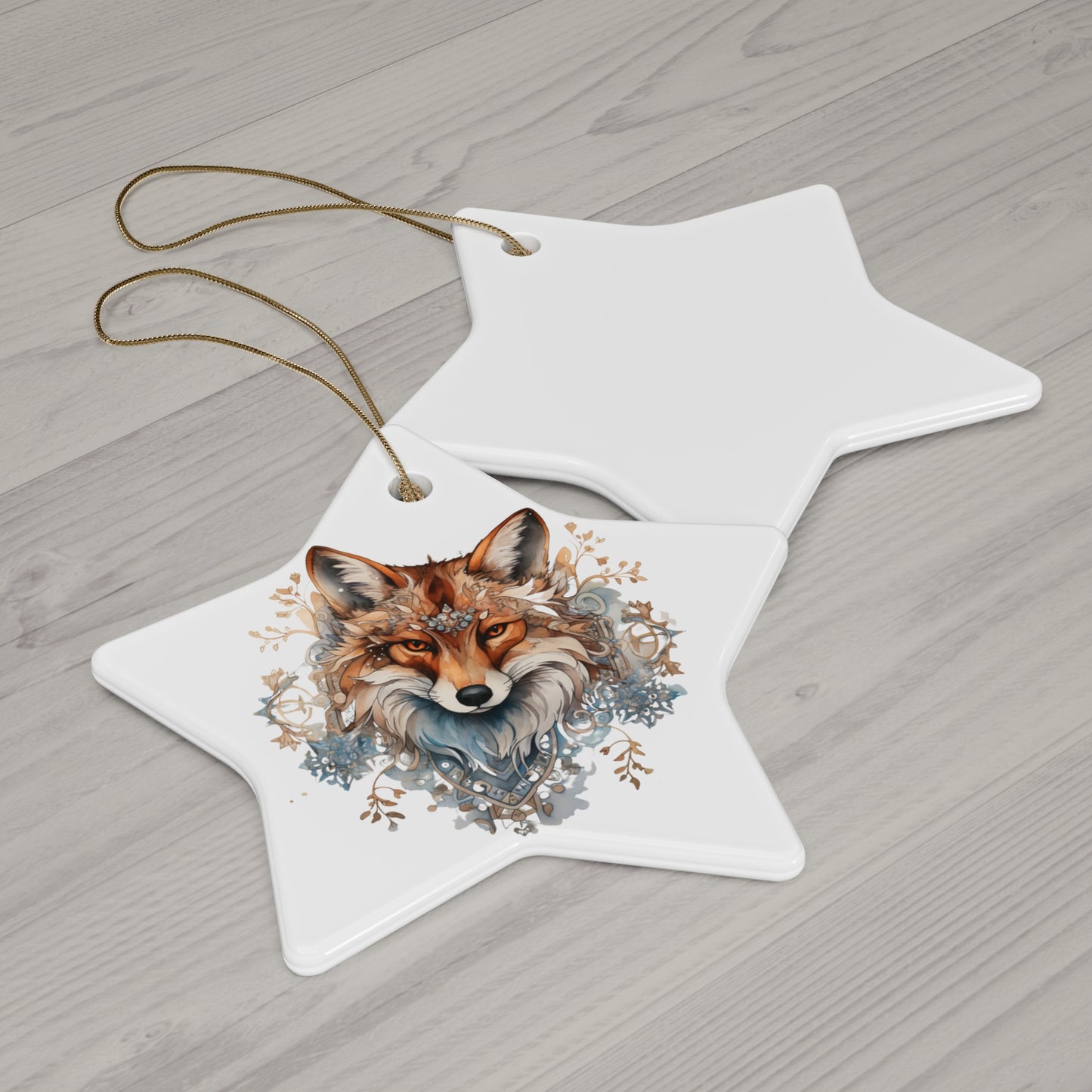 Red Fox, Holiday Fox- Christmas Fox Ceramic Christmas Ornament - Magical Fox, Spirit Medicine Ornament Gift - 4 Shapes