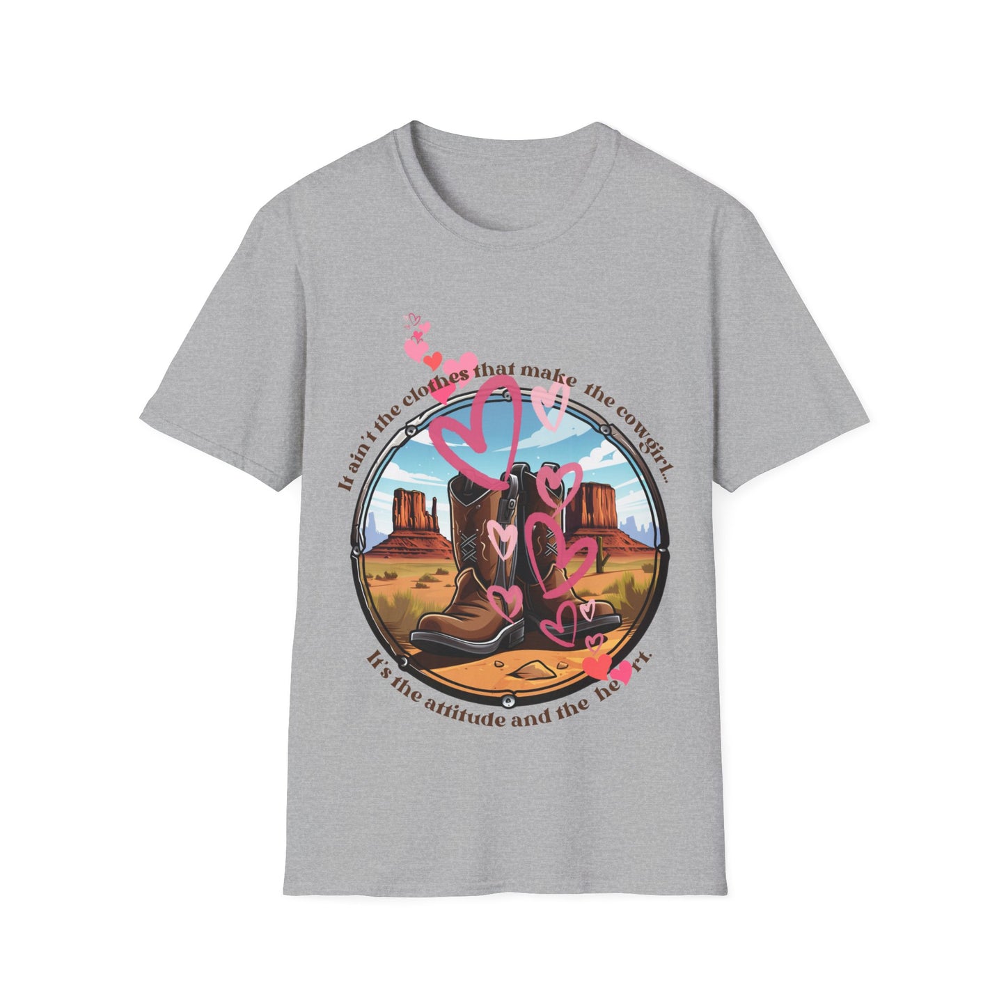 Cowgirl Heart Shirt, T-Shirt, Softstyle Unisex GraphicTee Shirt - Cowgirls Gear Southern Style, Southern Gift Shirt Cow Girl Attitude
