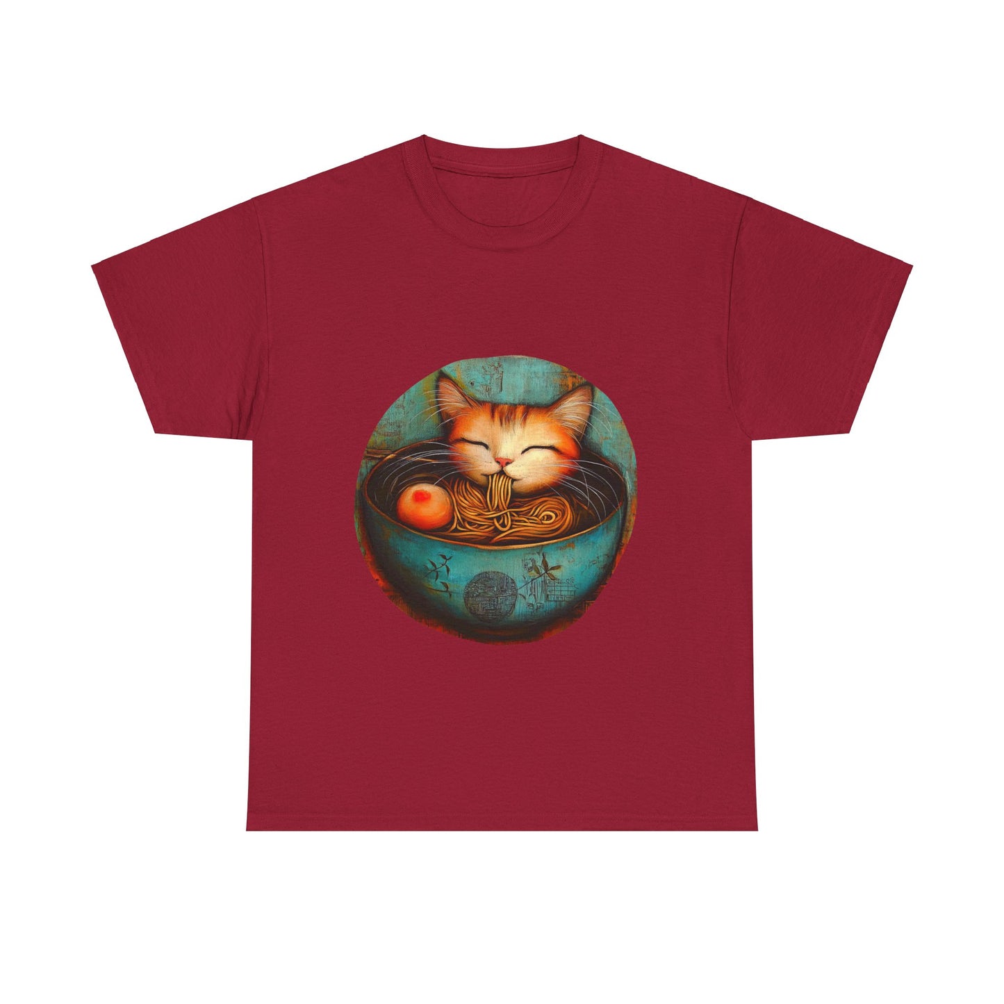 Ramen Cat (Ver 5), Cats and Ramen, Ramen Art Gift - Cute Cats Unisex Heavy Cotton Tee T-Shirt