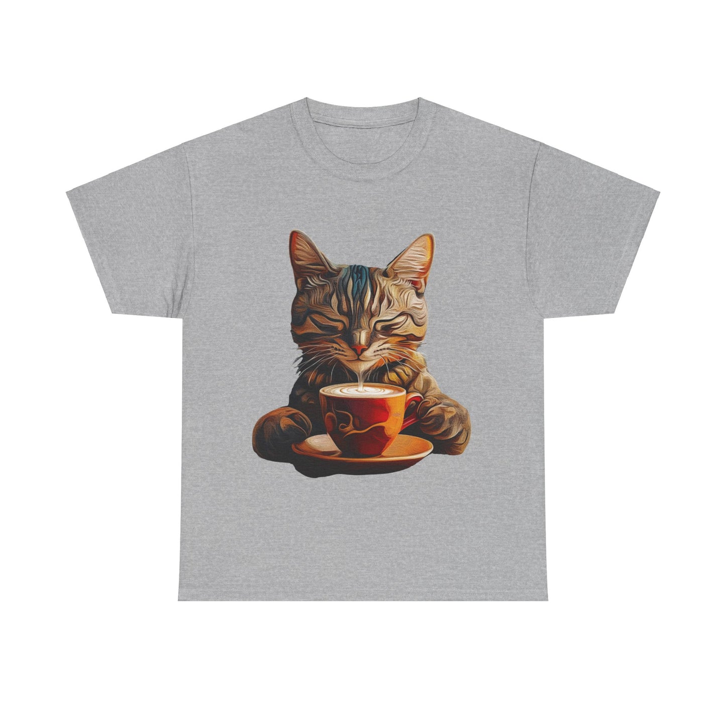 Coffee Cat - (V3) Cats and Coffee , Tea Shirt - T-shirt Coffee Lover - Cat Lover Unisex Heavy Cotton Tee T-Shirt