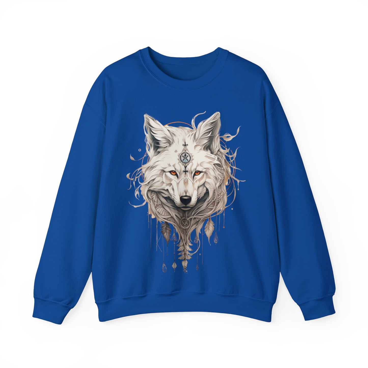 Tribal Style White Wolf, Lone Wolf Sweatshirt, Wolf Totem Gift, Canada, Northern US Wolf Conservation Shirt Unisex Sweatshirt Sweat Shirt